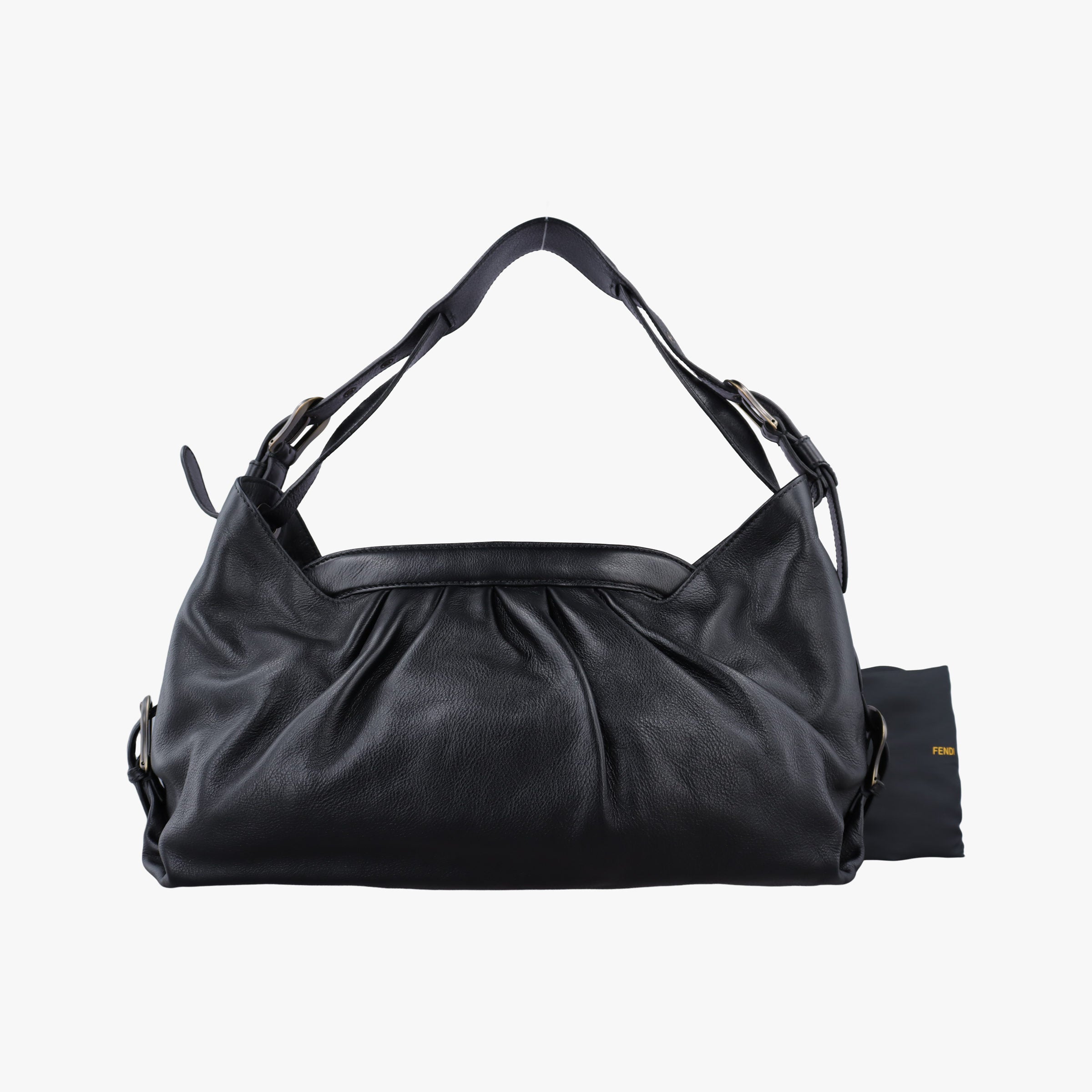 Pre-owned Fendi Toile de Cuir Black Leather 8BR579 shoulderbag | stylenewstar