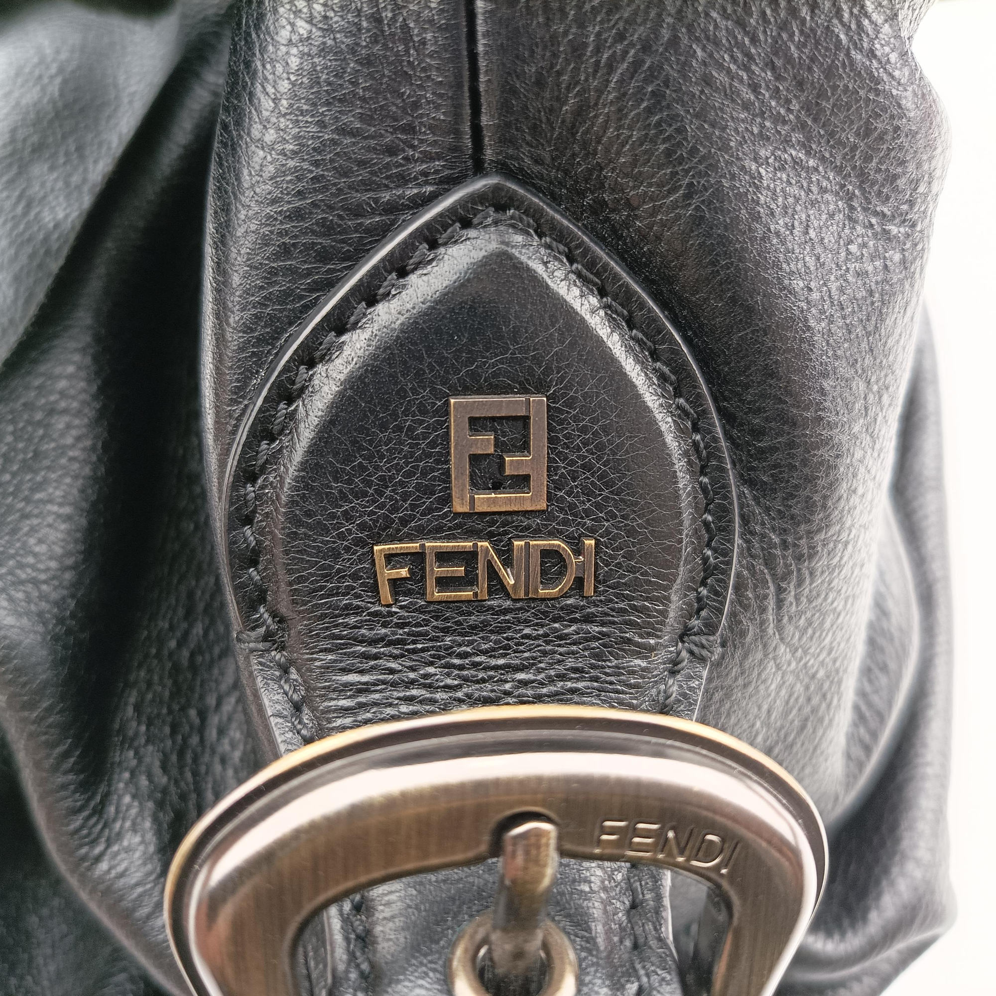 Pre-owned Fendi Toile de Cuir Black Leather 8BR579 shoulderbag | stylenewstar
