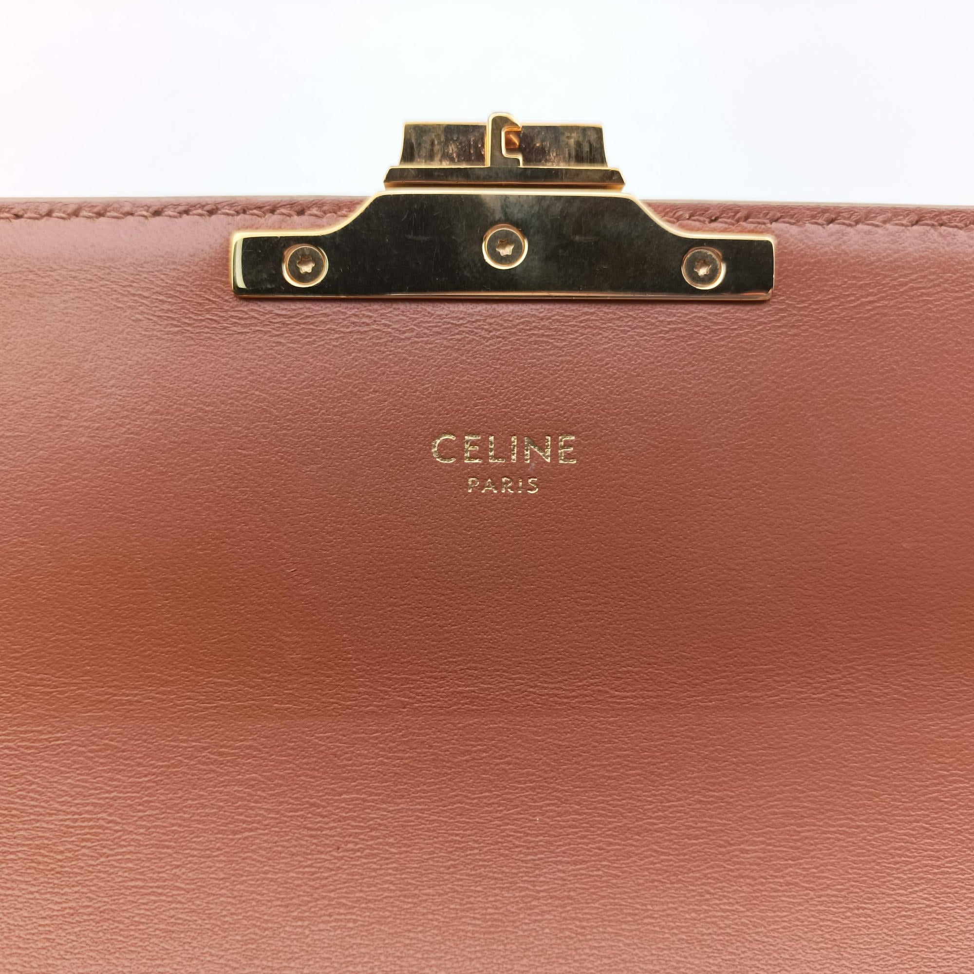 Pre-owned Celine Teen Triomphe White PVC coated canvas  shoulderbag | stylenewstar