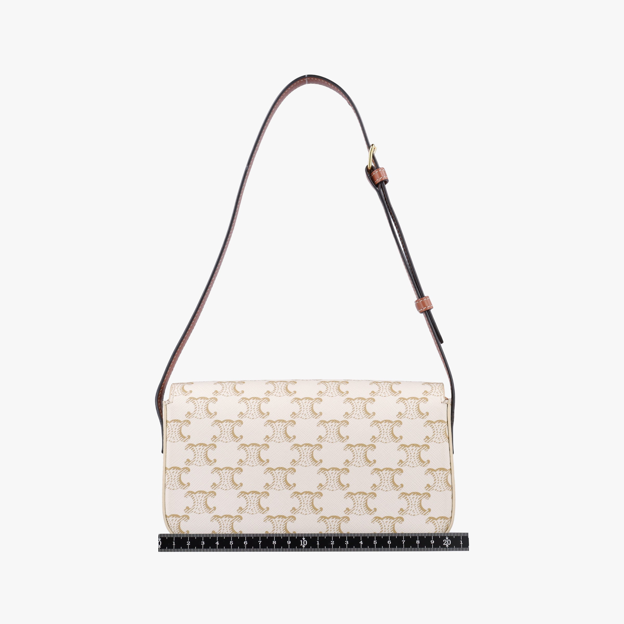 Pre-owned Celine Teen Triomphe White PVC coated canvas  shoulderbag | stylenewstar