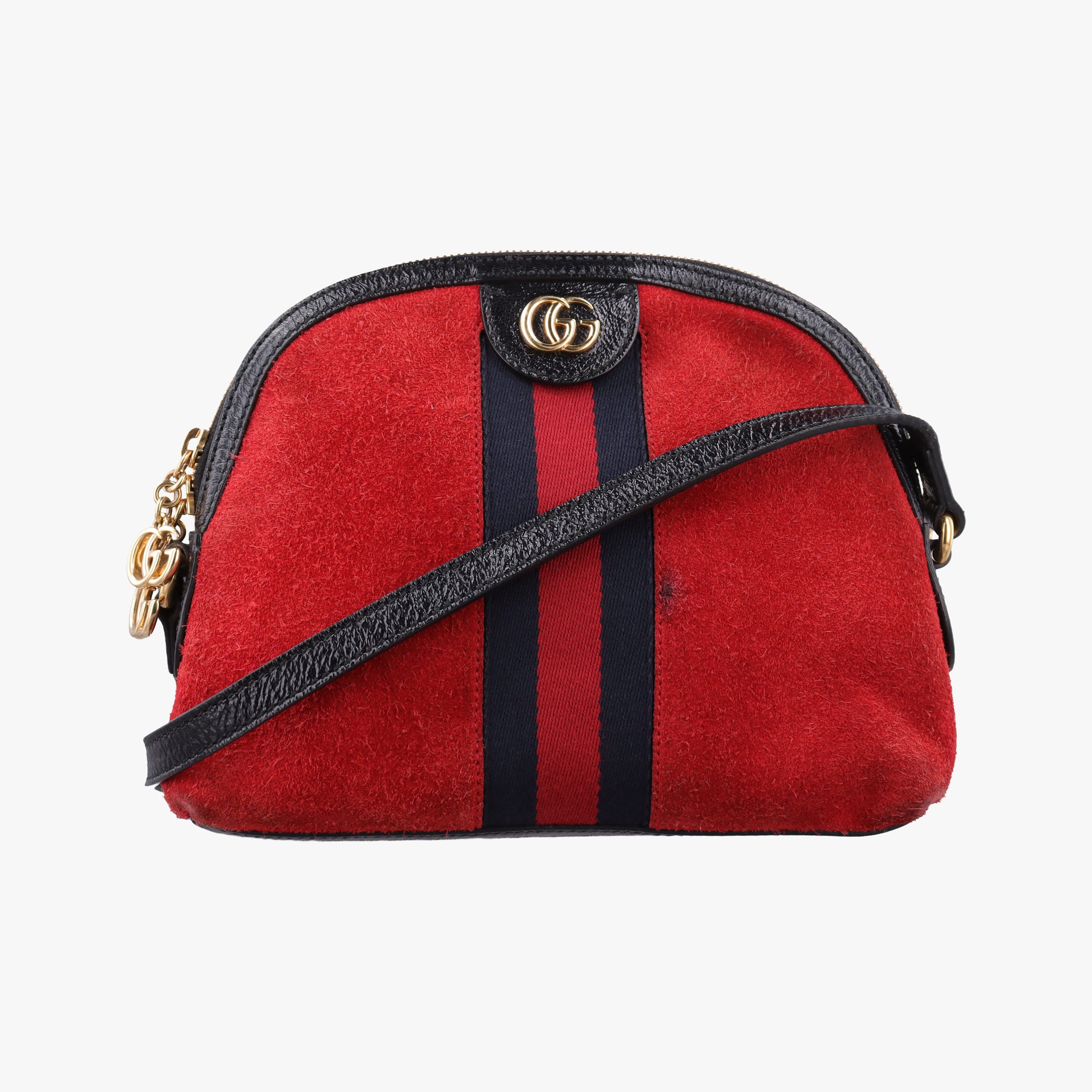 Pre-owned Gucci Ophidia Red×black Suede×leather 499621 shoulderbag | stylenewstar