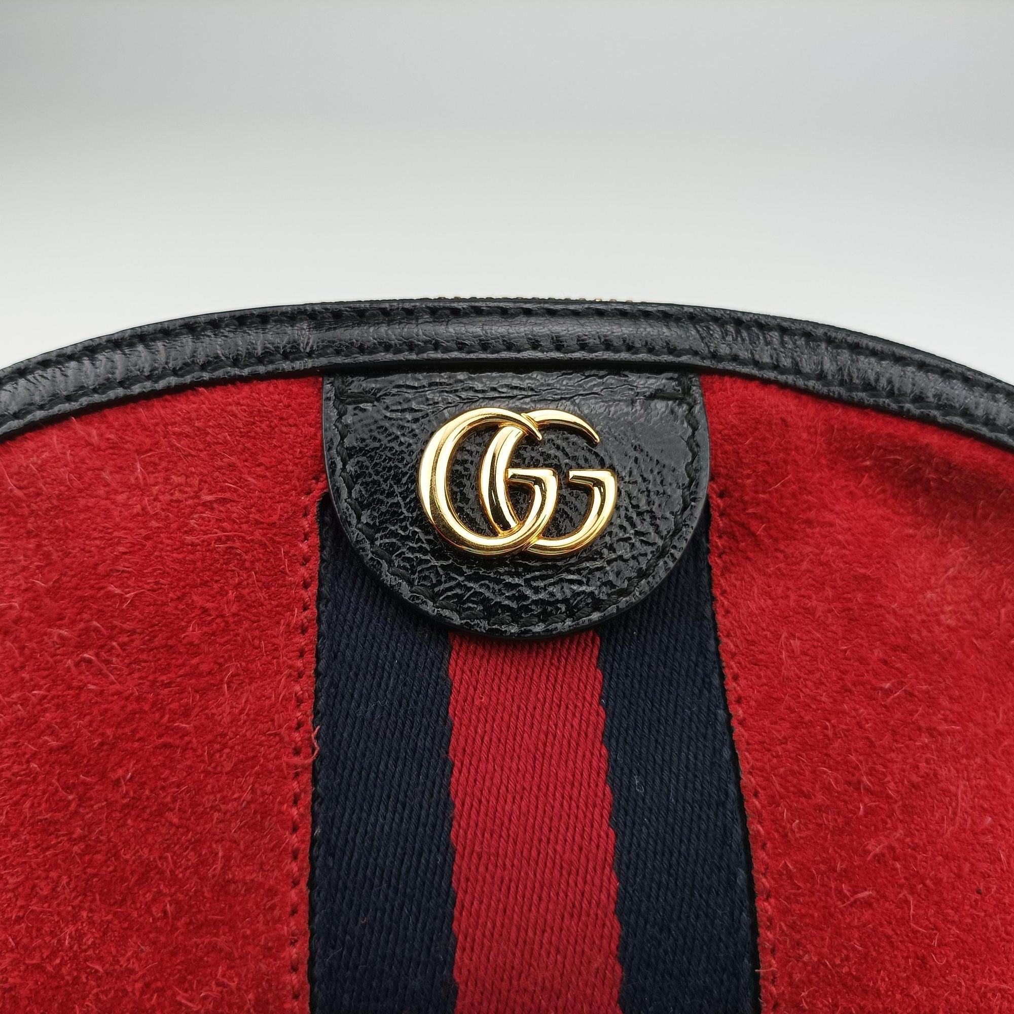 Pre-owned Gucci Ophidia Red×black Suede×leather 499621 shoulderbag | stylenewstar