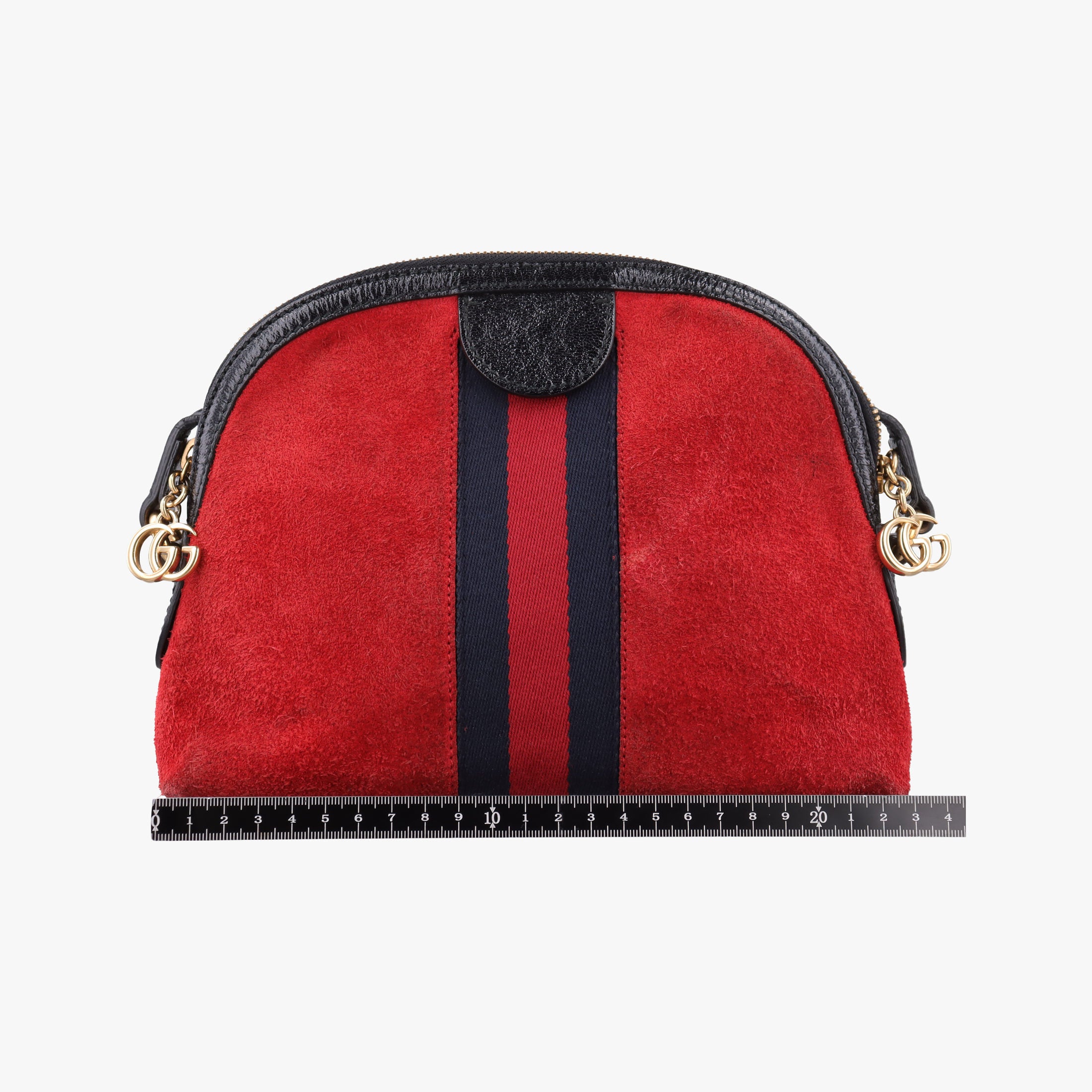 Pre-owned Gucci Ophidia Red×black Suede×leather 499621 shoulderbag | stylenewstar