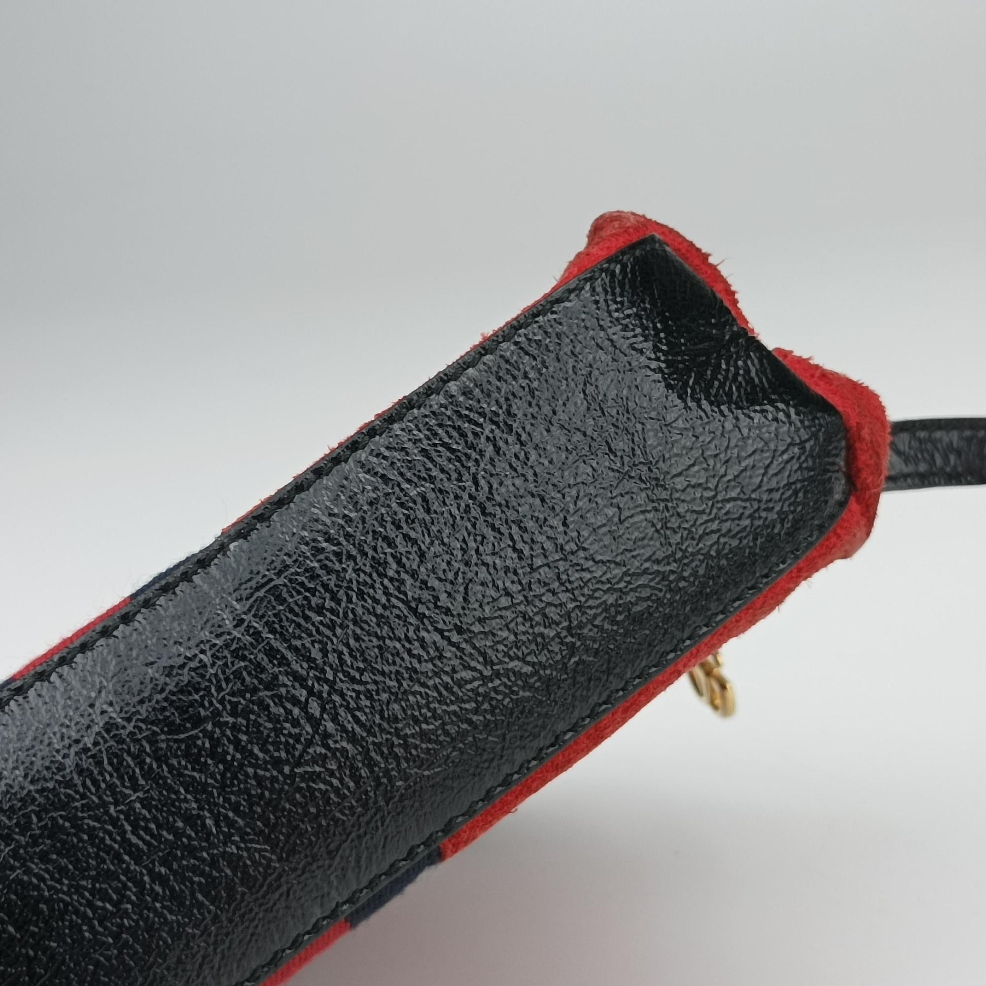 Pre-owned Gucci Ophidia Red×black Suede×leather 499621 shoulderbag | stylenewstar