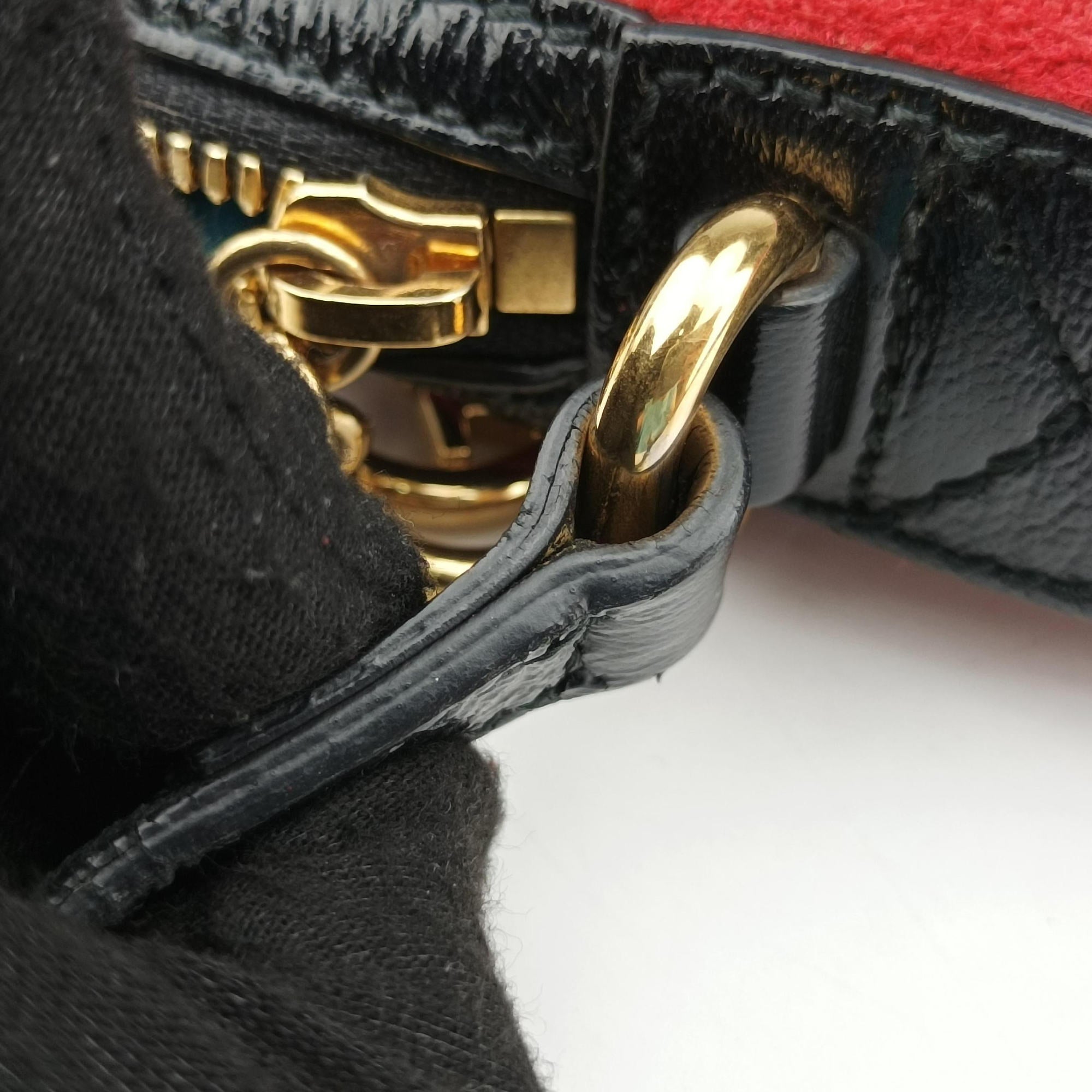 Pre-owned Gucci Ophidia Red×black Suede×leather 499621 shoulderbag | stylenewstar