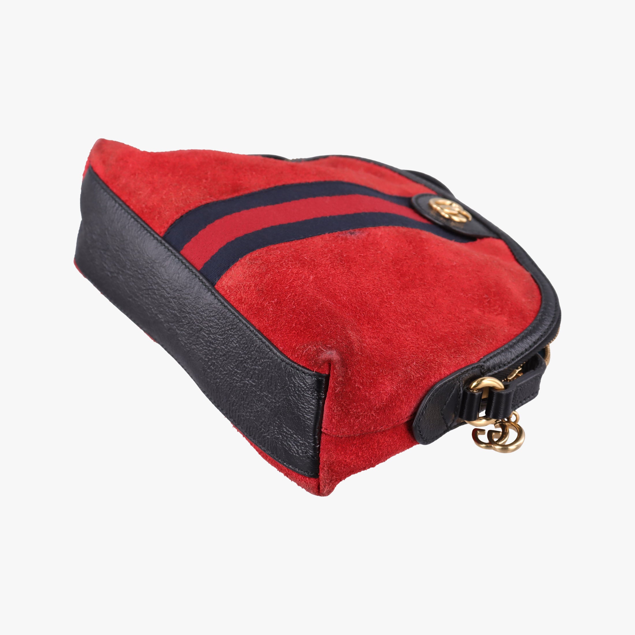 Pre-owned Gucci Ophidia Red×black Suede×leather 499621 shoulderbag | stylenewstar
