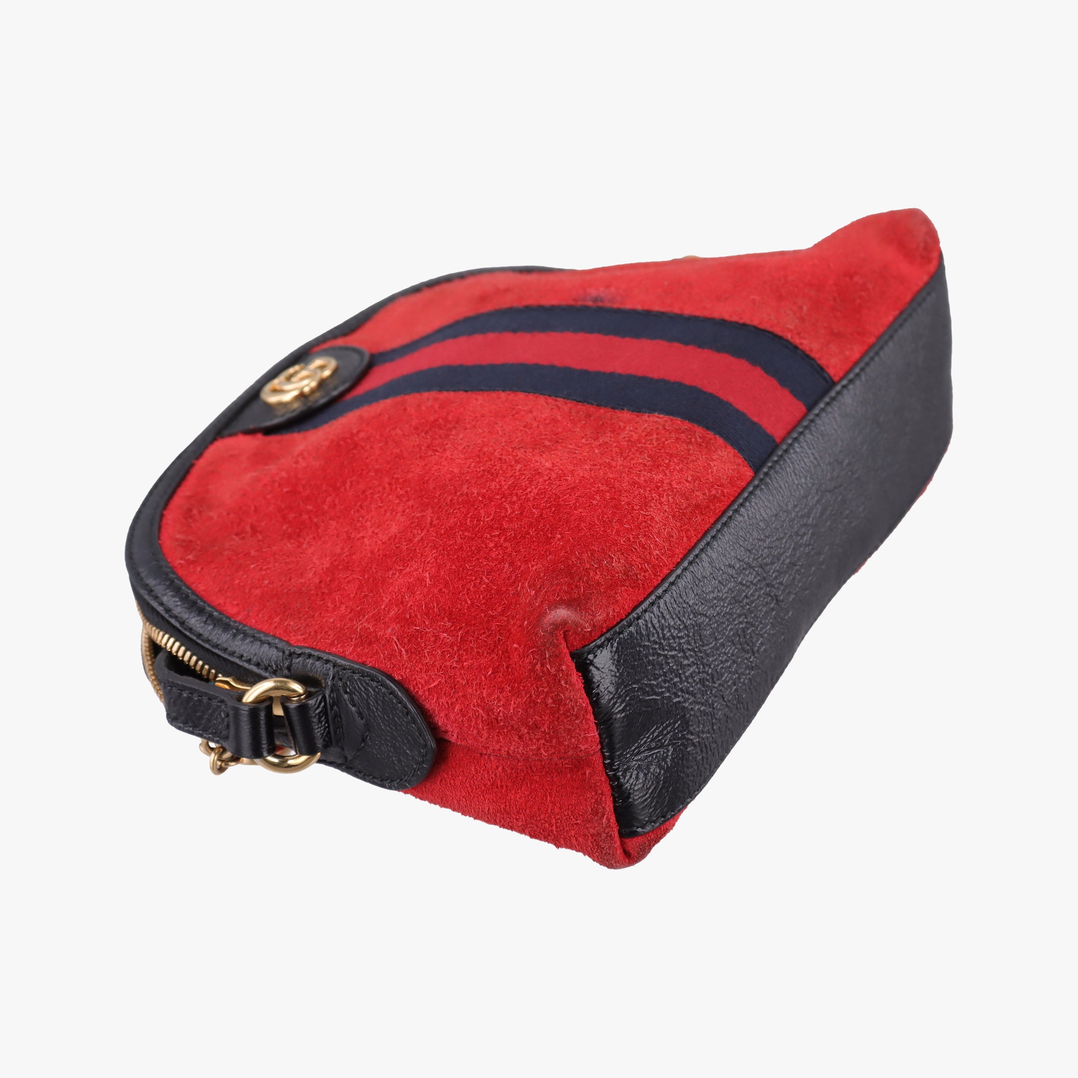 Pre-owned Gucci Ophidia Red×black Suede×leather 499621 shoulderbag | stylenewstar
