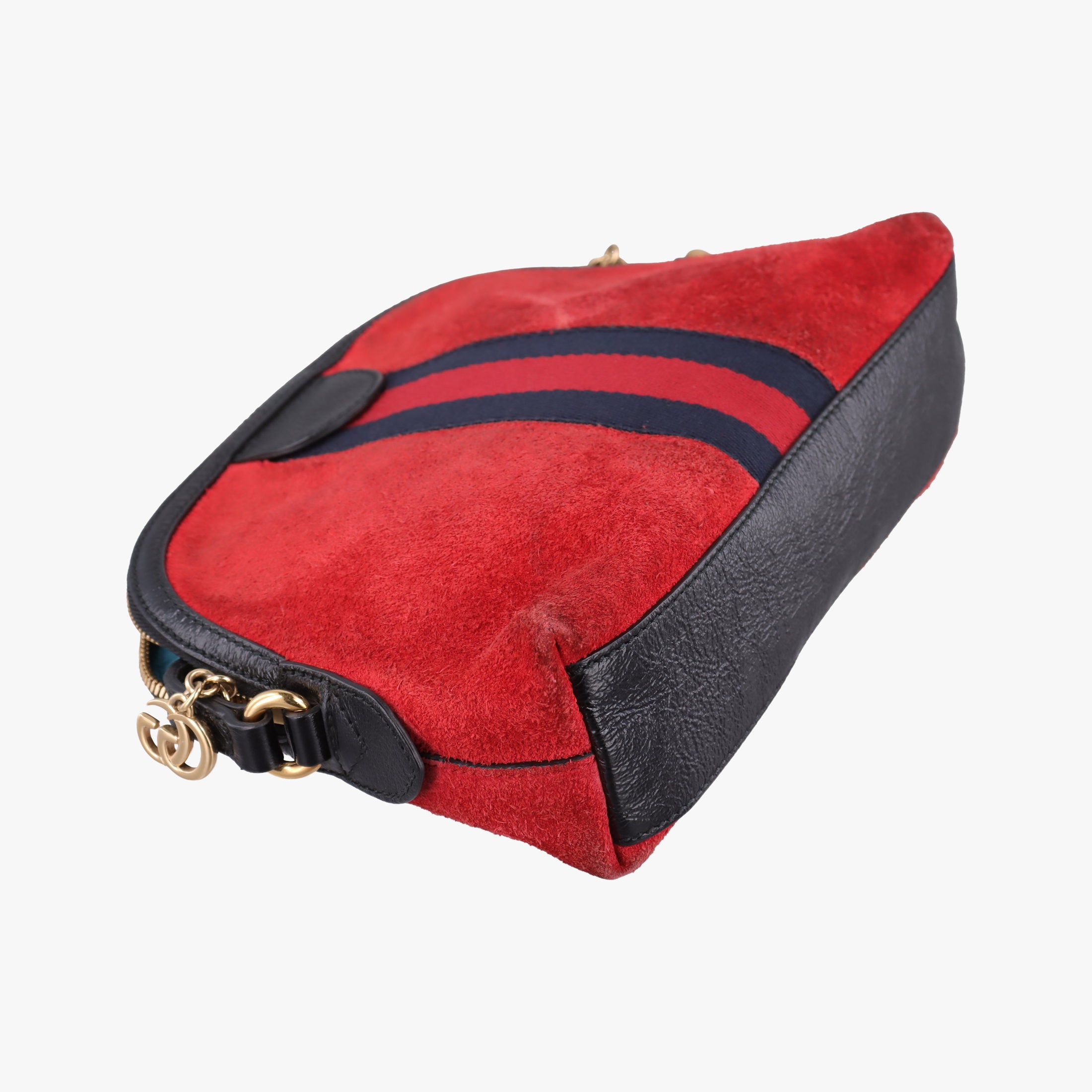 Pre-owned Gucci Ophidia Red×black Suede×leather 499621 shoulderbag | stylenewstar