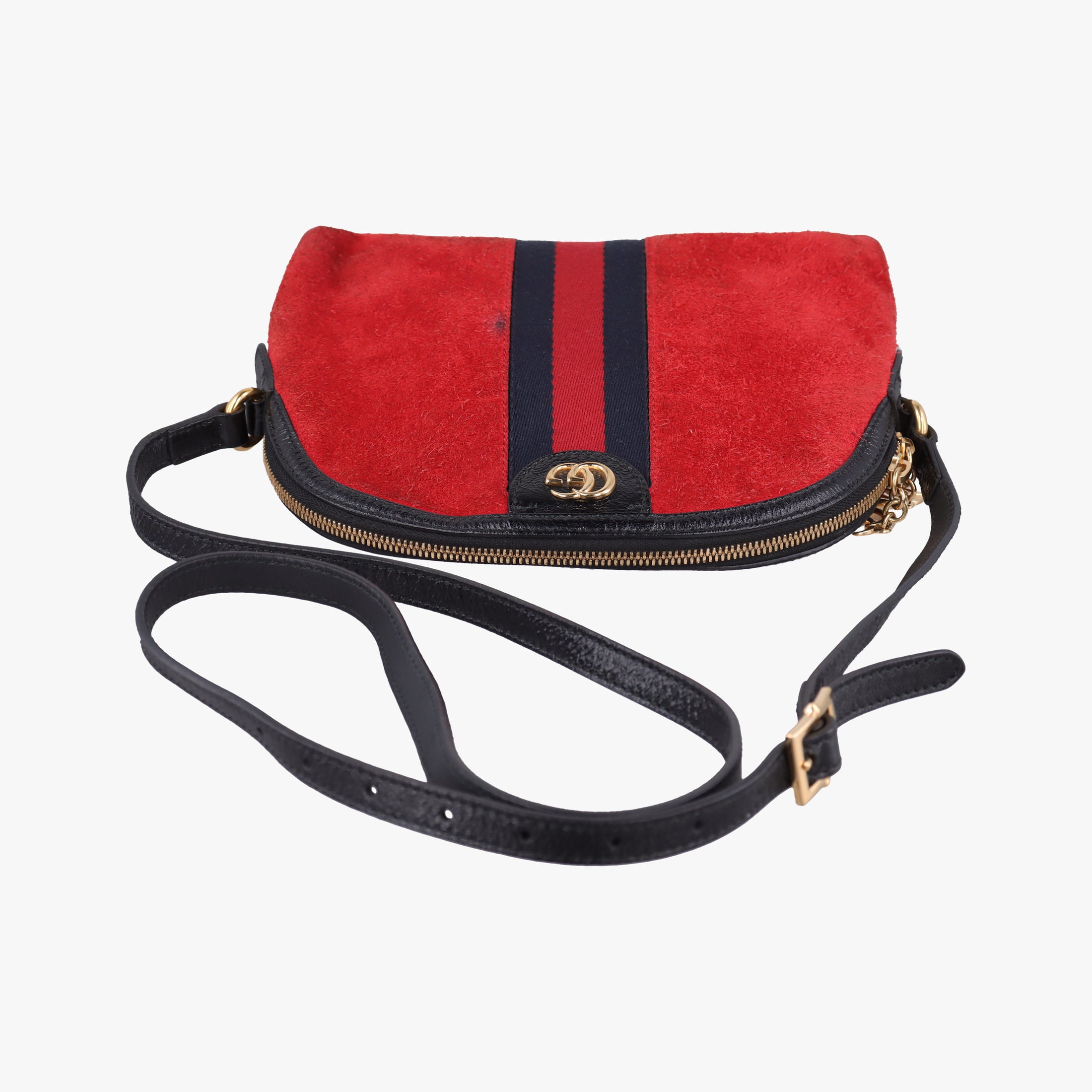 Pre-owned Gucci Ophidia Red×black Suede×leather 499621 shoulderbag | stylenewstar