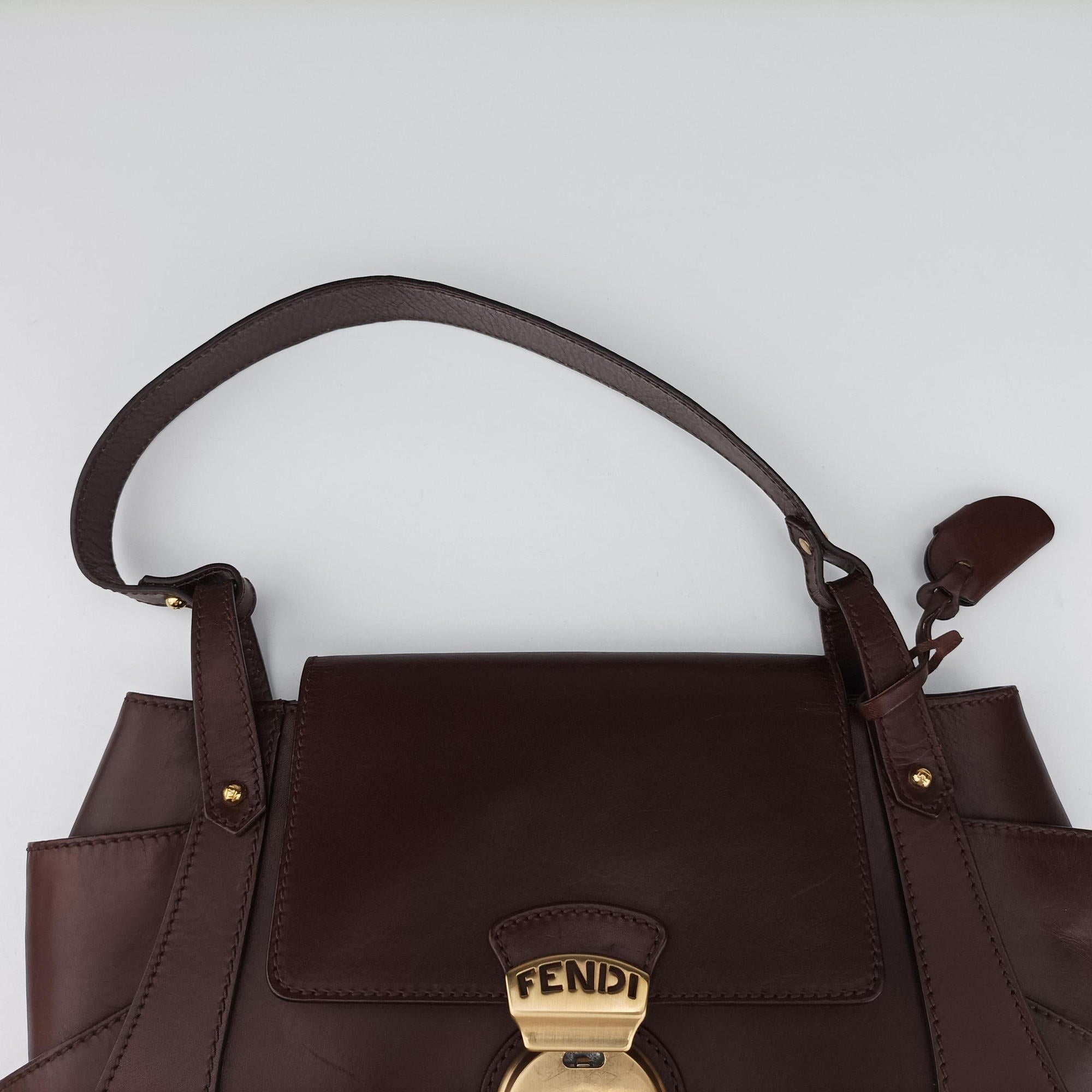 Pre-owned Fendi Borsa Brown Leather 8BR423 shoulderbag | stylenewstar