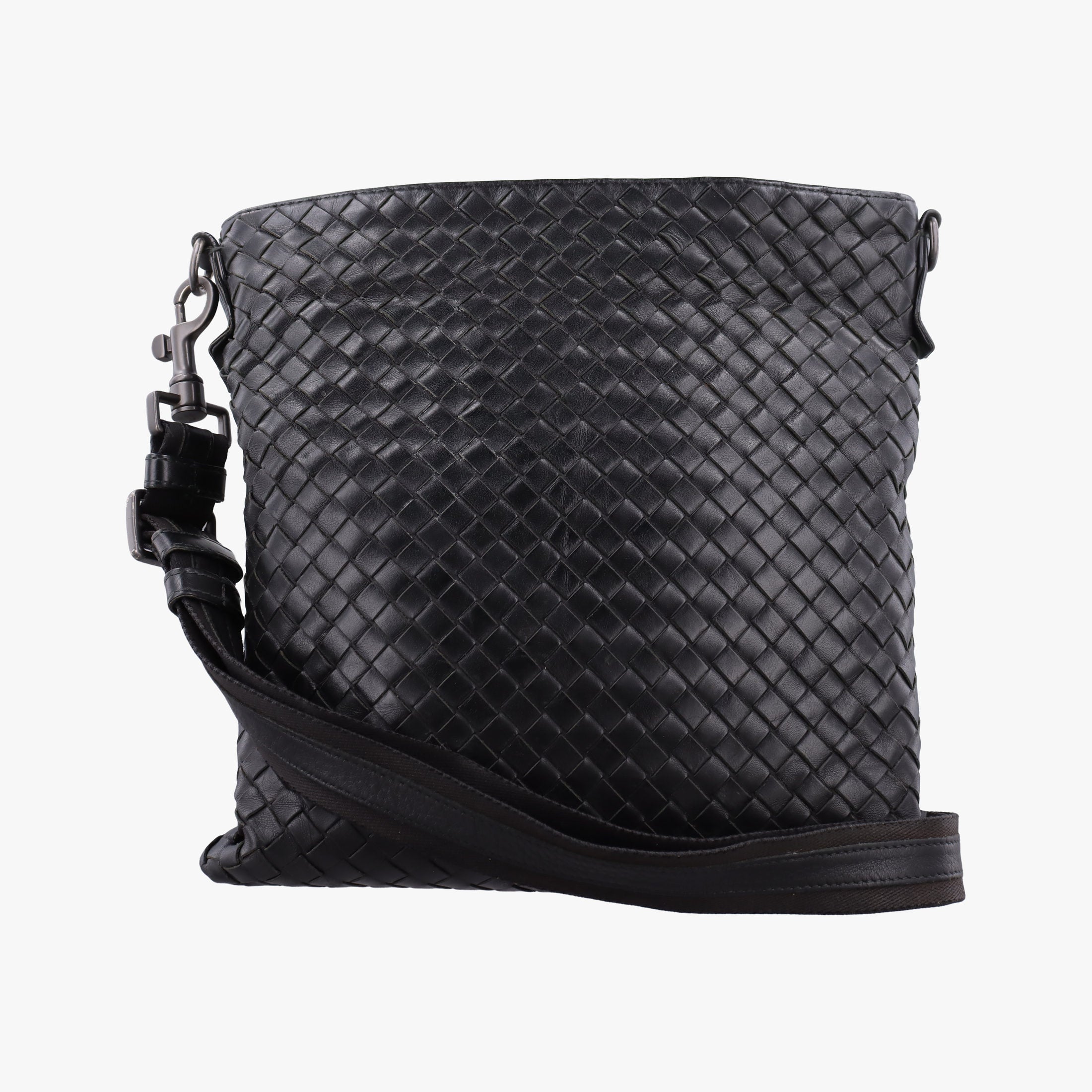 Pre-owned Bottega Veneta Intrecciato Black lambskin  shoulderbag | stylenewstar