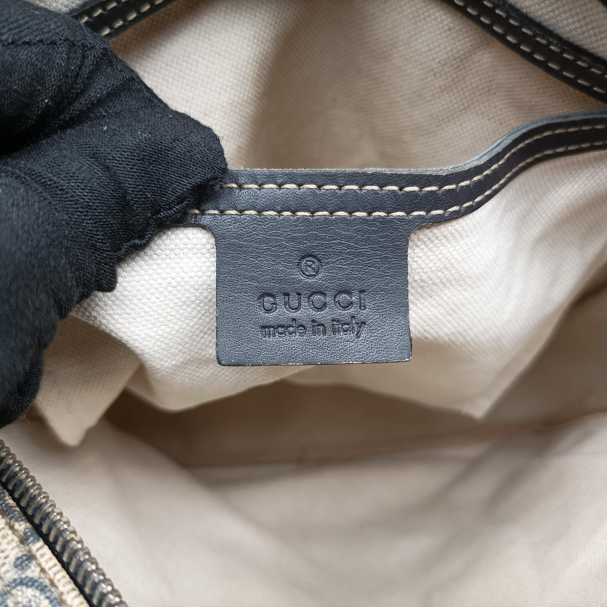 Pre-owned Gucci GG Supreme Messenger Beige × Navy PVC coated canvas×leather 201448 shoulderbag | stylenewstar