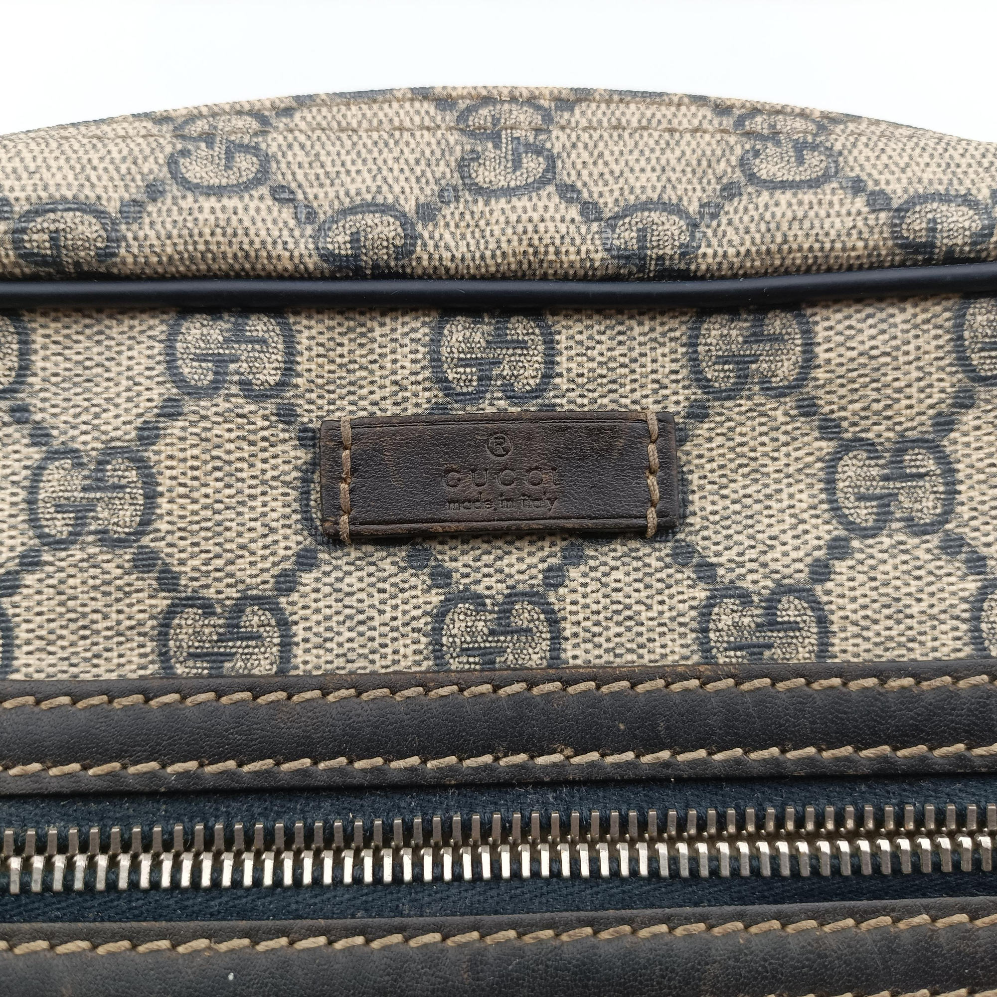 Pre-owned Gucci GG Supreme Messenger Beige × Navy PVC coated canvas×leather 201448 shoulderbag | stylenewstar