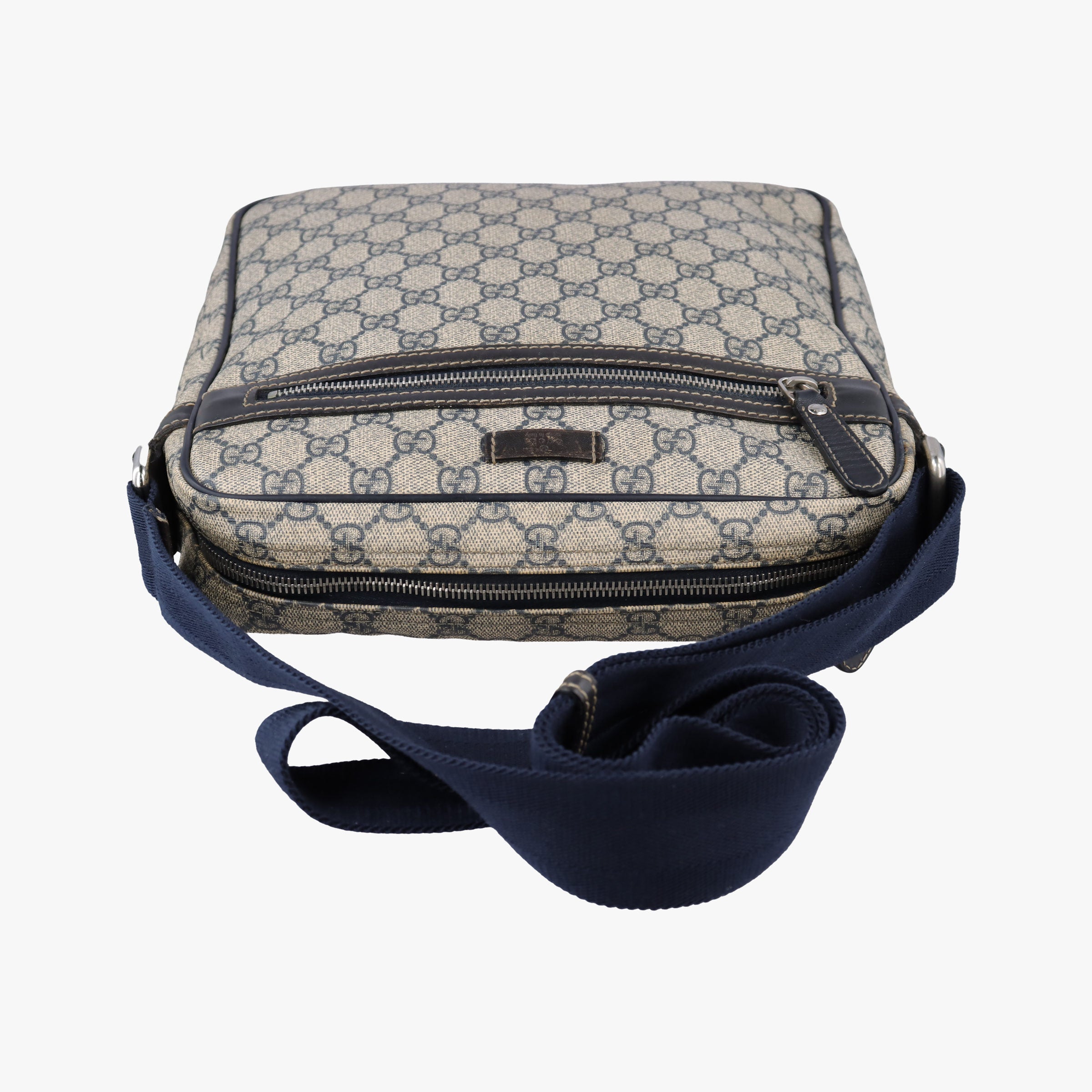 Pre-owned Gucci GG Supreme Messenger Beige × Navy PVC coated canvas×leather 201448 shoulderbag | stylenewstar