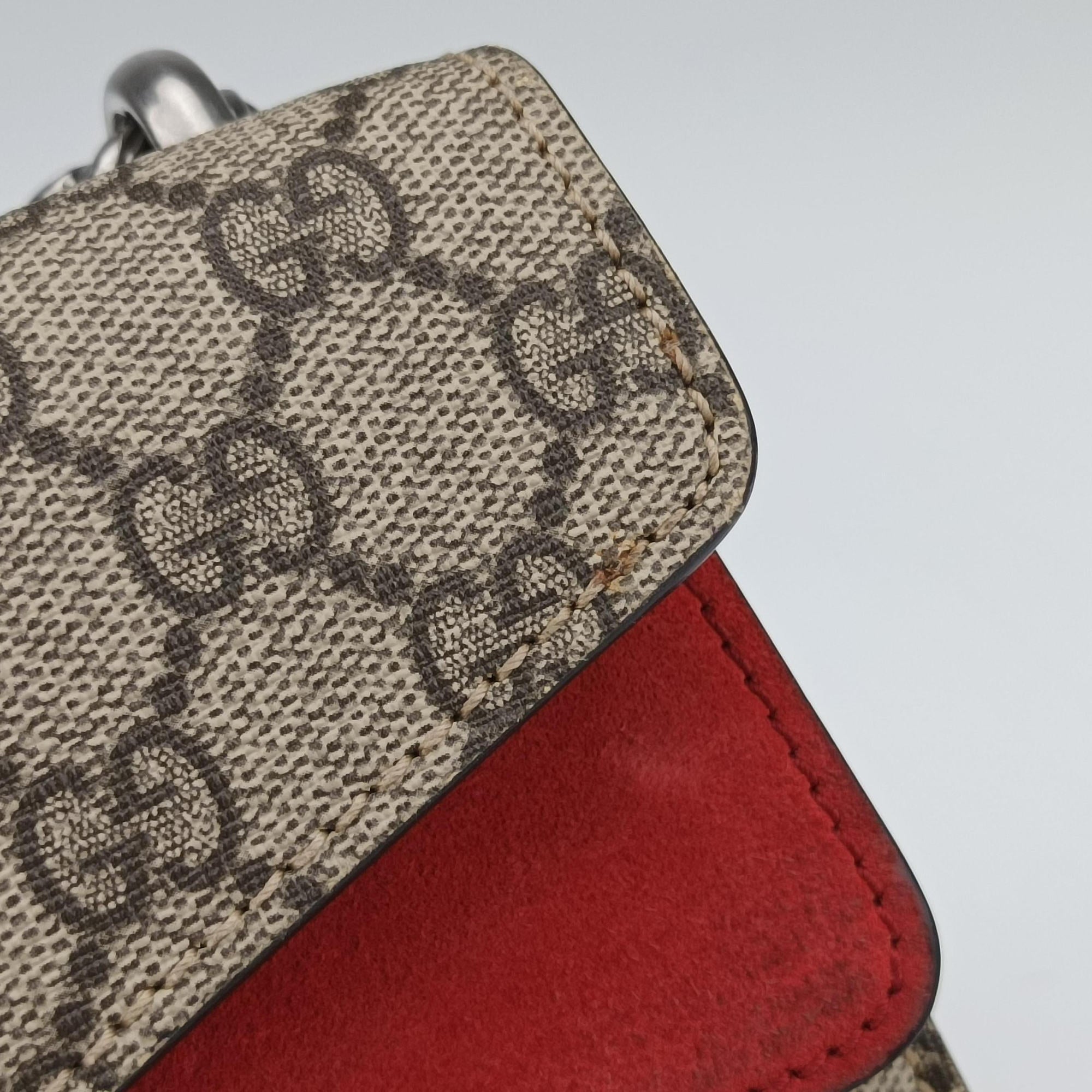 Secondhand Gucci Dionysus beige×red PVC coated canvas × suede 421970 shoulderbag | stylenewstar