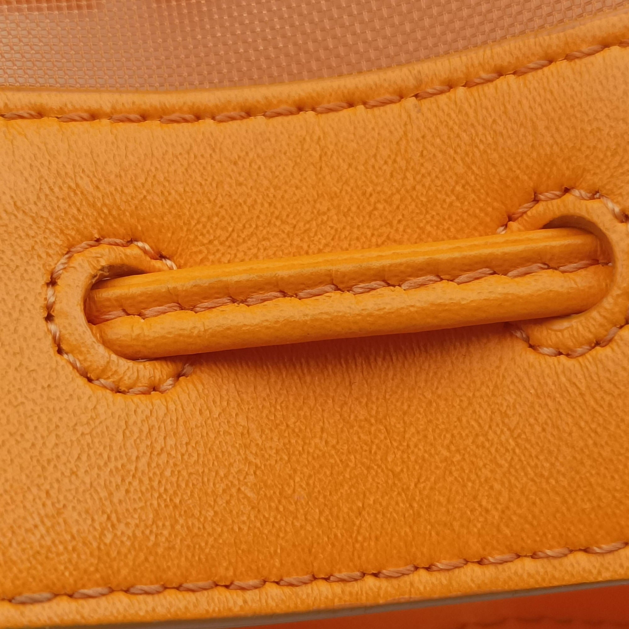 Pre-owned Fendi Mon Tresor Mini Bucket Orange mesh×Calf Leather 8BS010 shoulderbag | stylenewstar