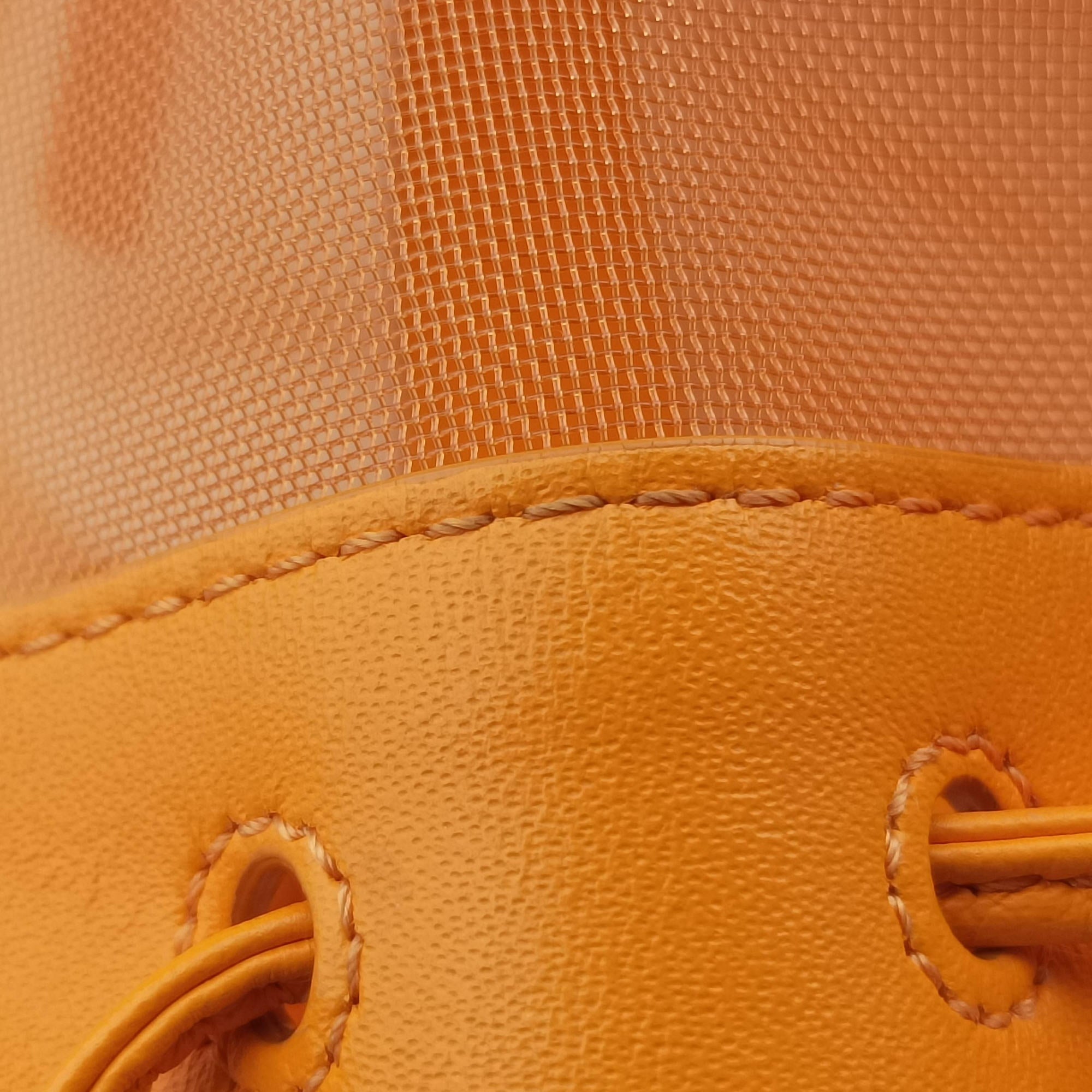Pre-owned Fendi Mon Tresor Mini Bucket Orange mesh×Calf Leather 8BS010 shoulderbag | stylenewstar
