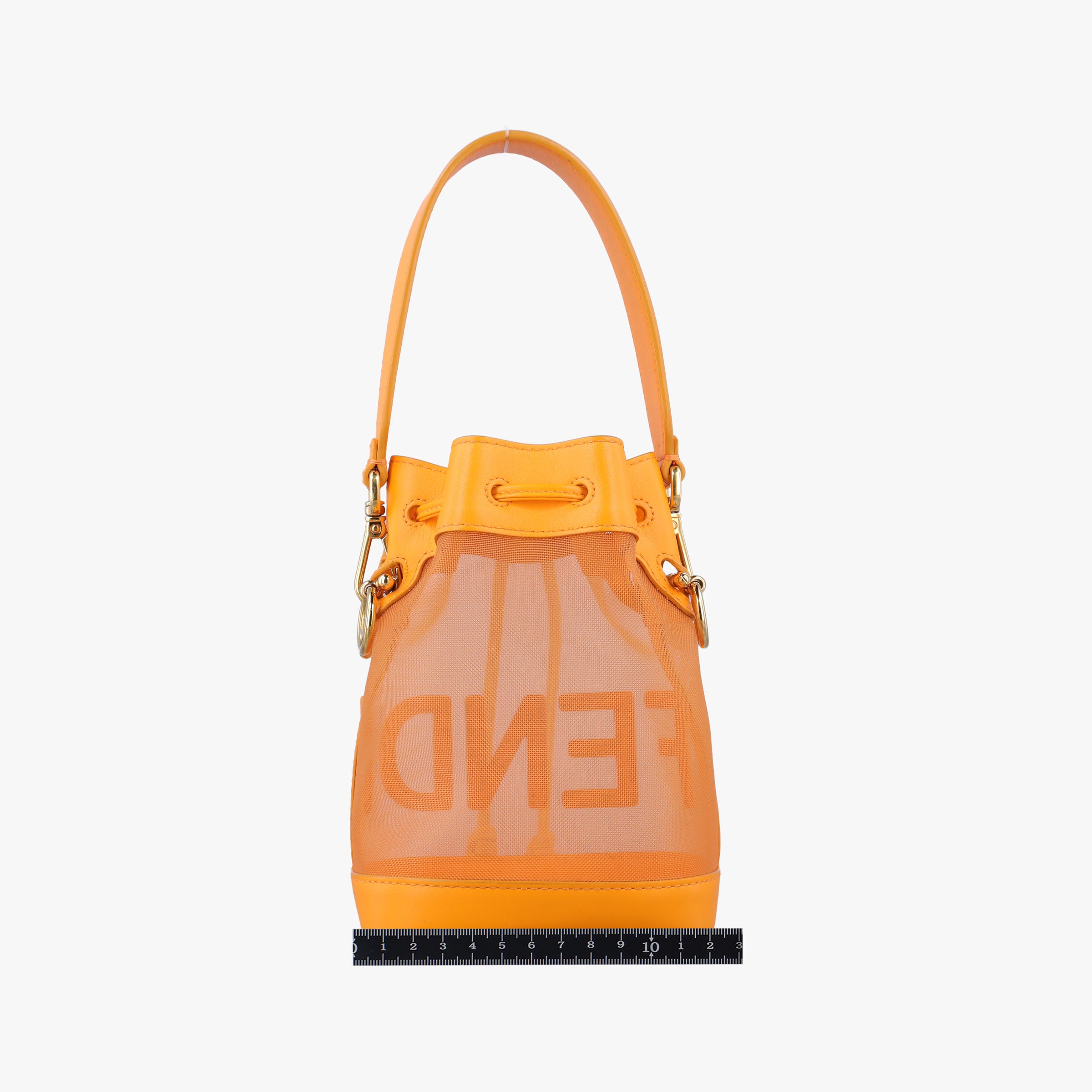 Pre-owned Fendi Mon Tresor Mini Bucket Orange mesh×Calf Leather 8BS010 shoulderbag | stylenewstar