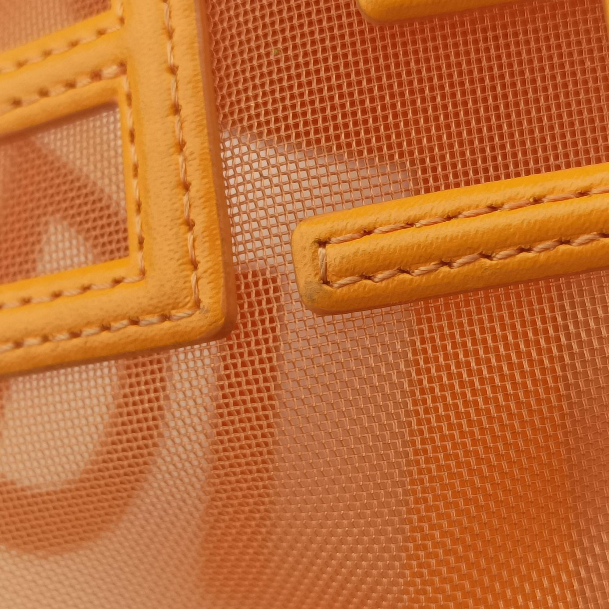 Pre-owned Fendi Mon Tresor Mini Bucket Orange mesh×Calf Leather 8BS010 shoulderbag | stylenewstar