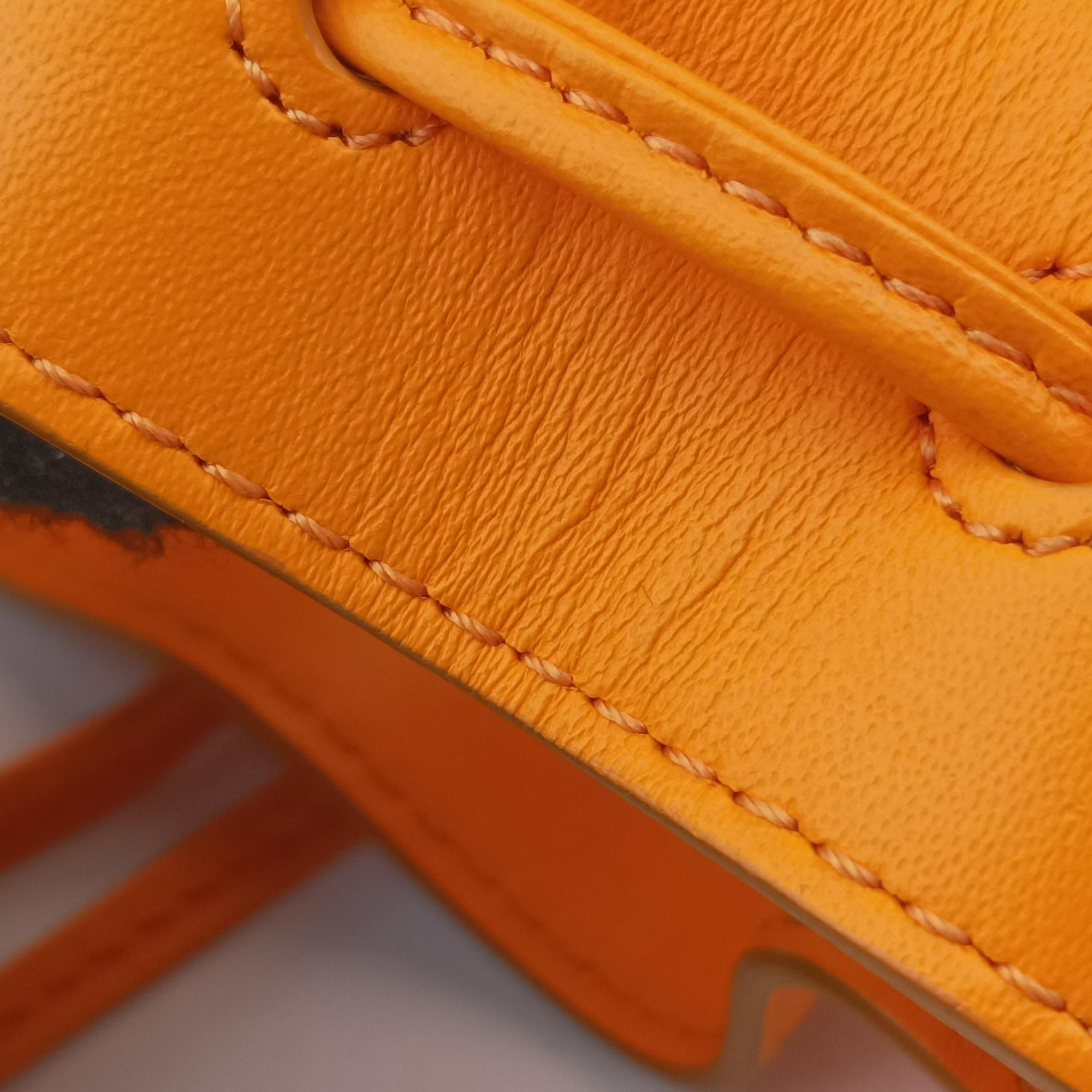 Pre-owned Fendi Mon Tresor Mini Bucket Orange mesh×Calf Leather 8BS010 shoulderbag | stylenewstar