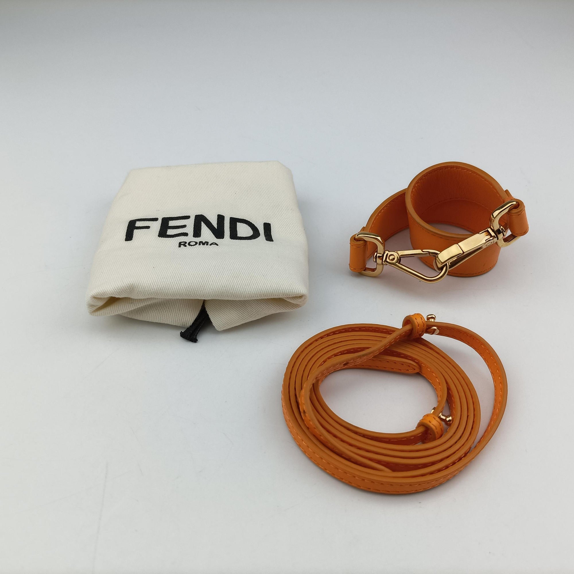 Pre-owned Fendi Mon Tresor Mini Bucket Orange mesh×Calf Leather 8BS010 shoulderbag | stylenewstar