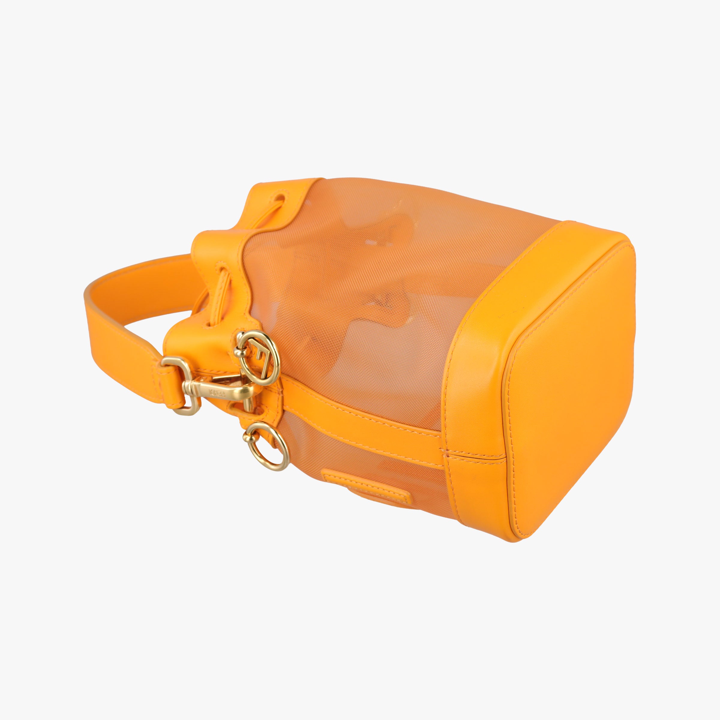 Pre-owned Fendi Mon Tresor Mini Bucket Orange mesh×Calf Leather 8BS010 shoulderbag | stylenewstar