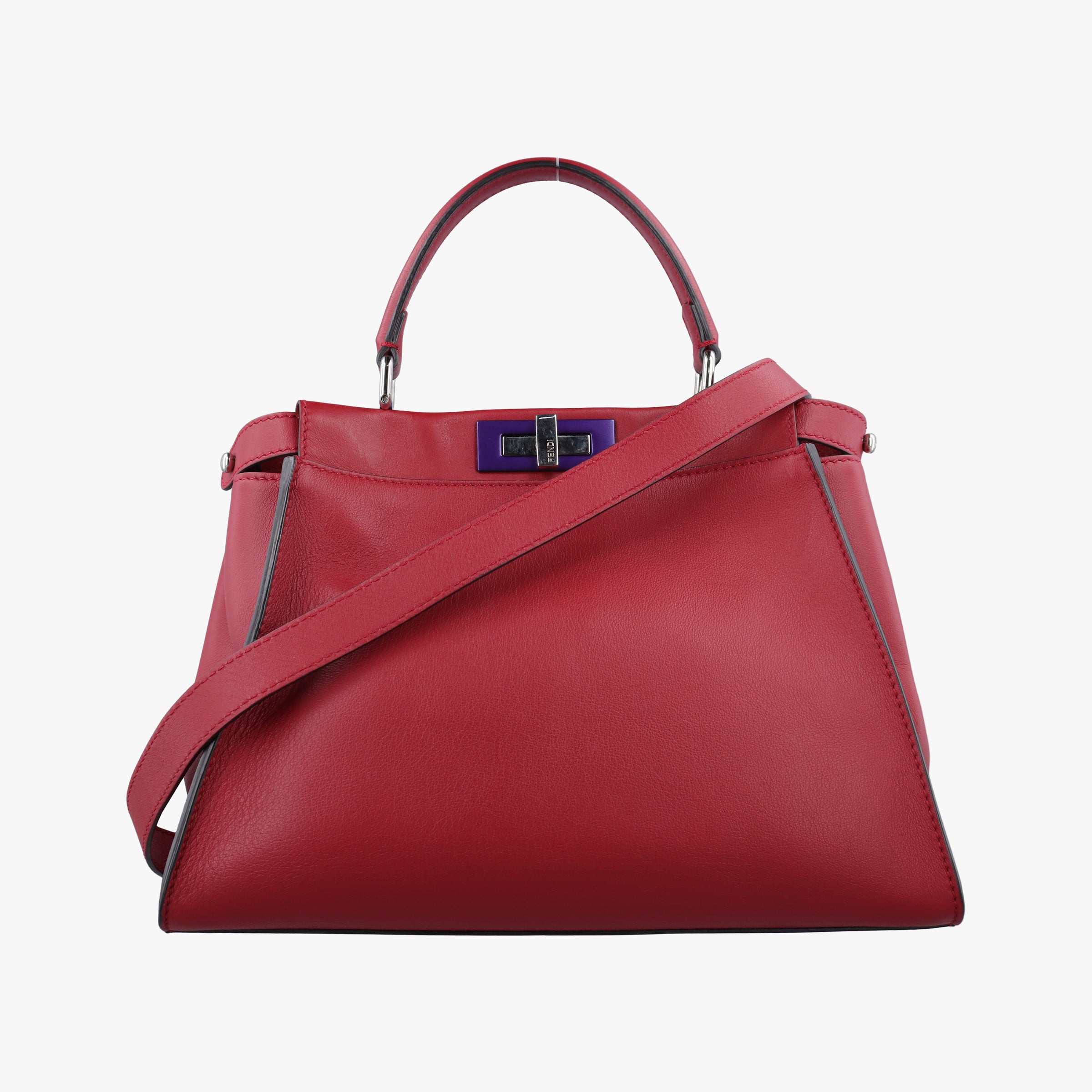 Pre-owned Fendi PEEKABOO MEDIUM Red Leather 8BN290 shoulderbag | stylenewstar