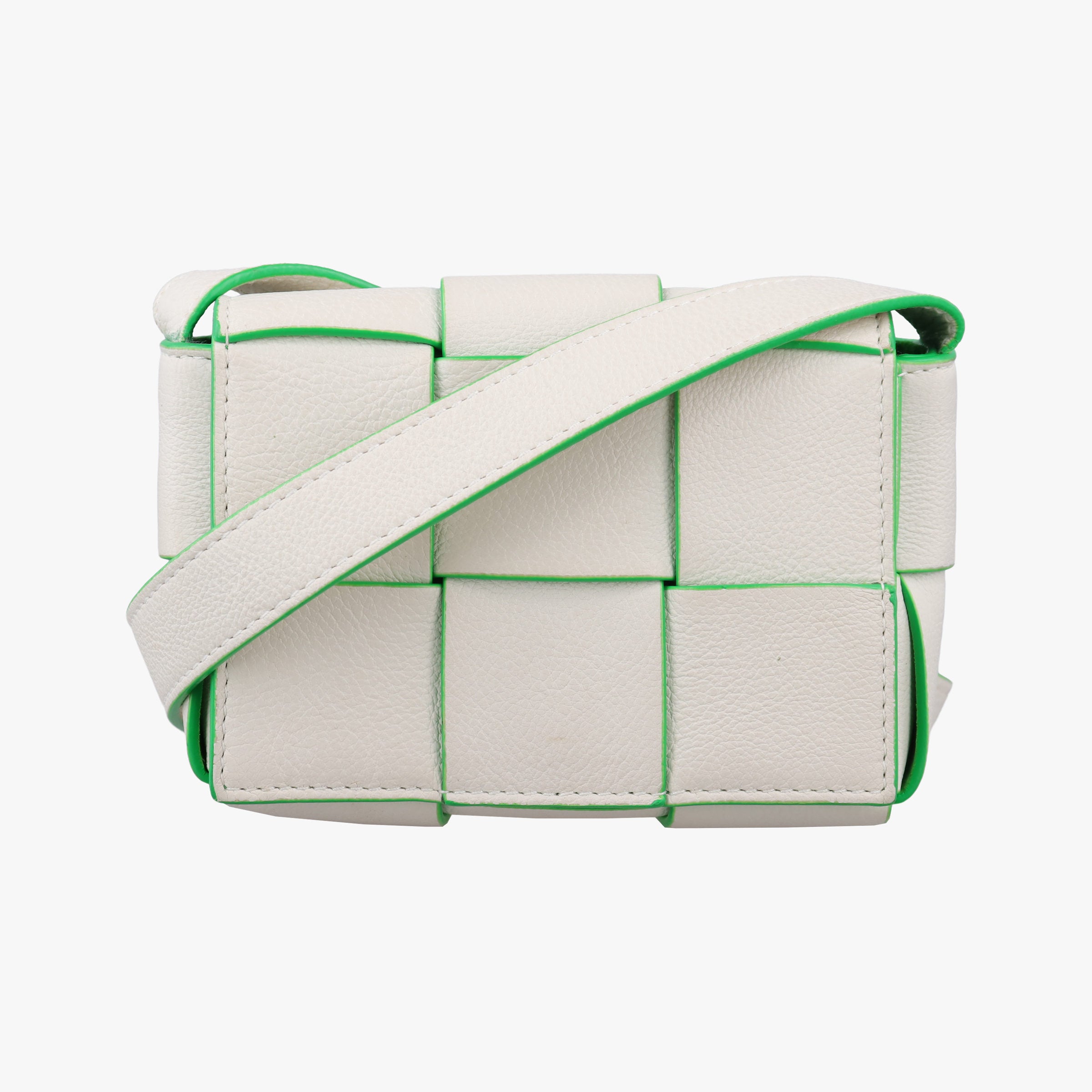 Pre-owned Bottega Veneta candy cassette White×green Leather  shoulderbag | stylenewstar