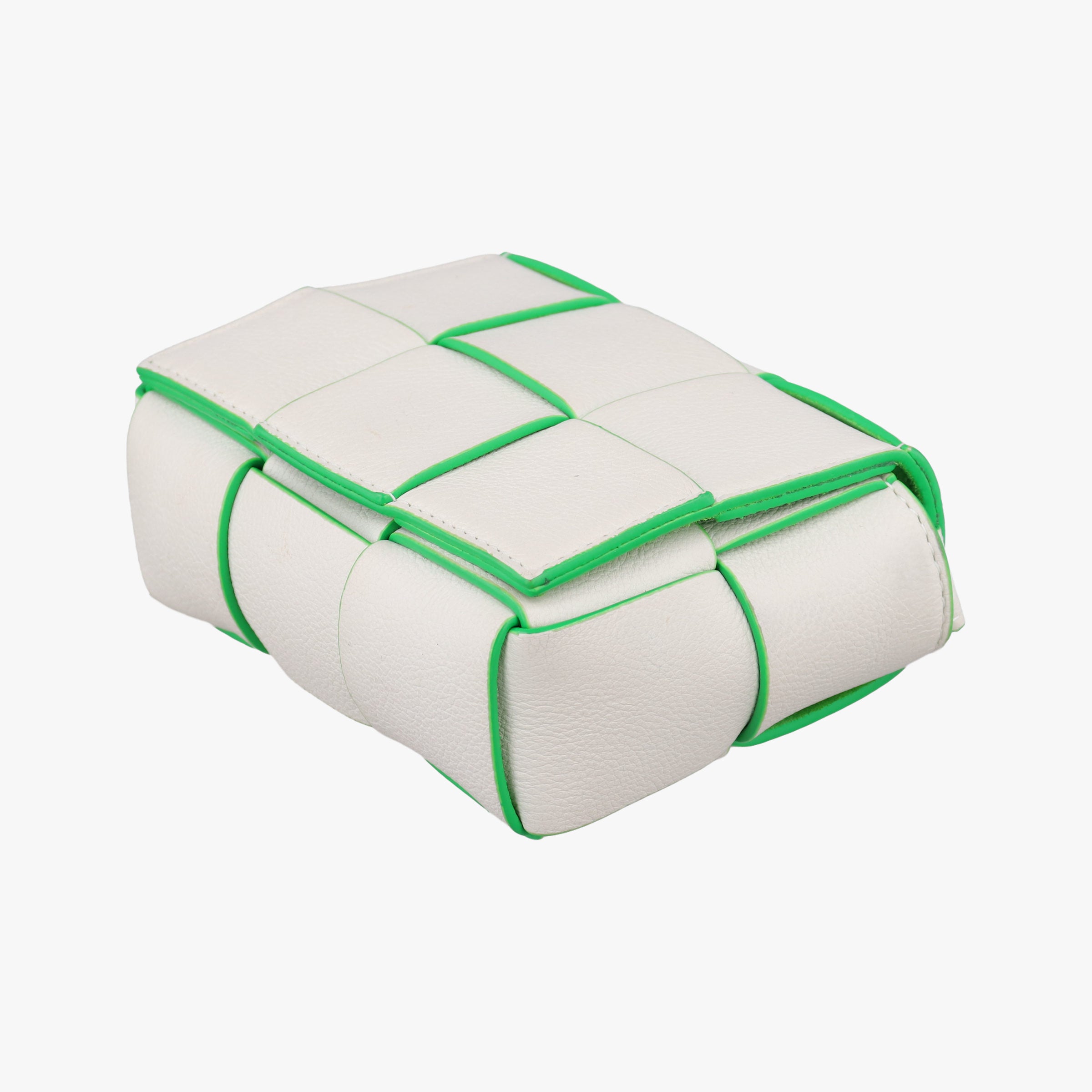 Pre-owned Bottega Veneta candy cassette White×green Leather  shoulderbag | stylenewstar