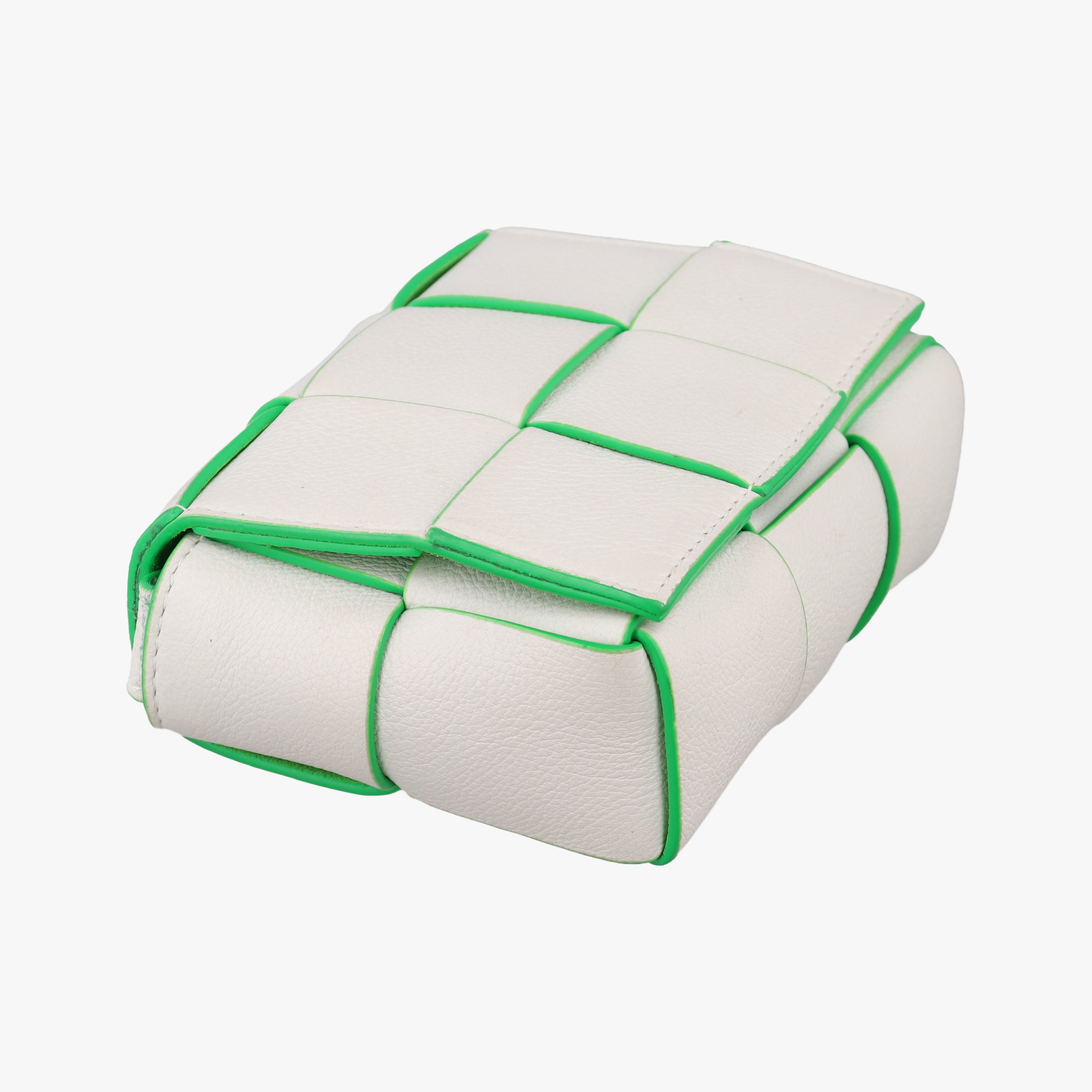 Pre-owned Bottega Veneta candy cassette White×green Leather  shoulderbag | stylenewstar