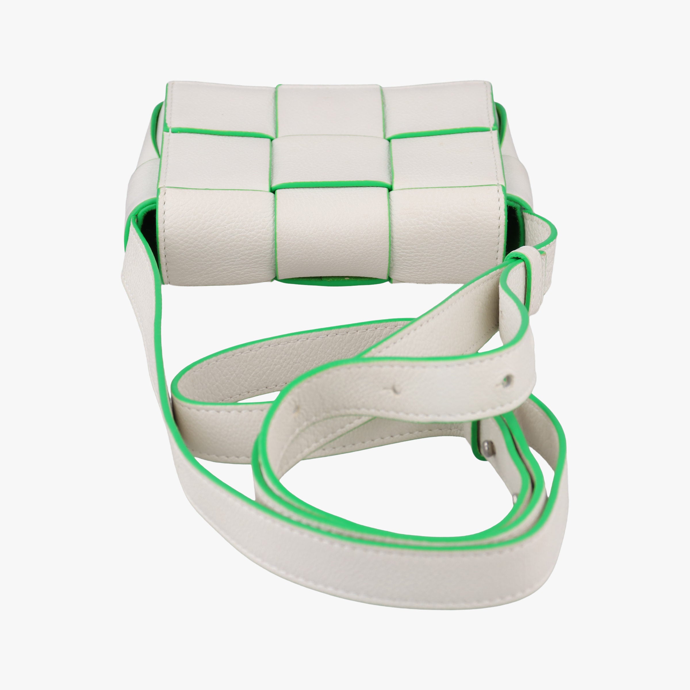 Pre-owned Bottega Veneta candy cassette White×green Leather  shoulderbag | stylenewstar