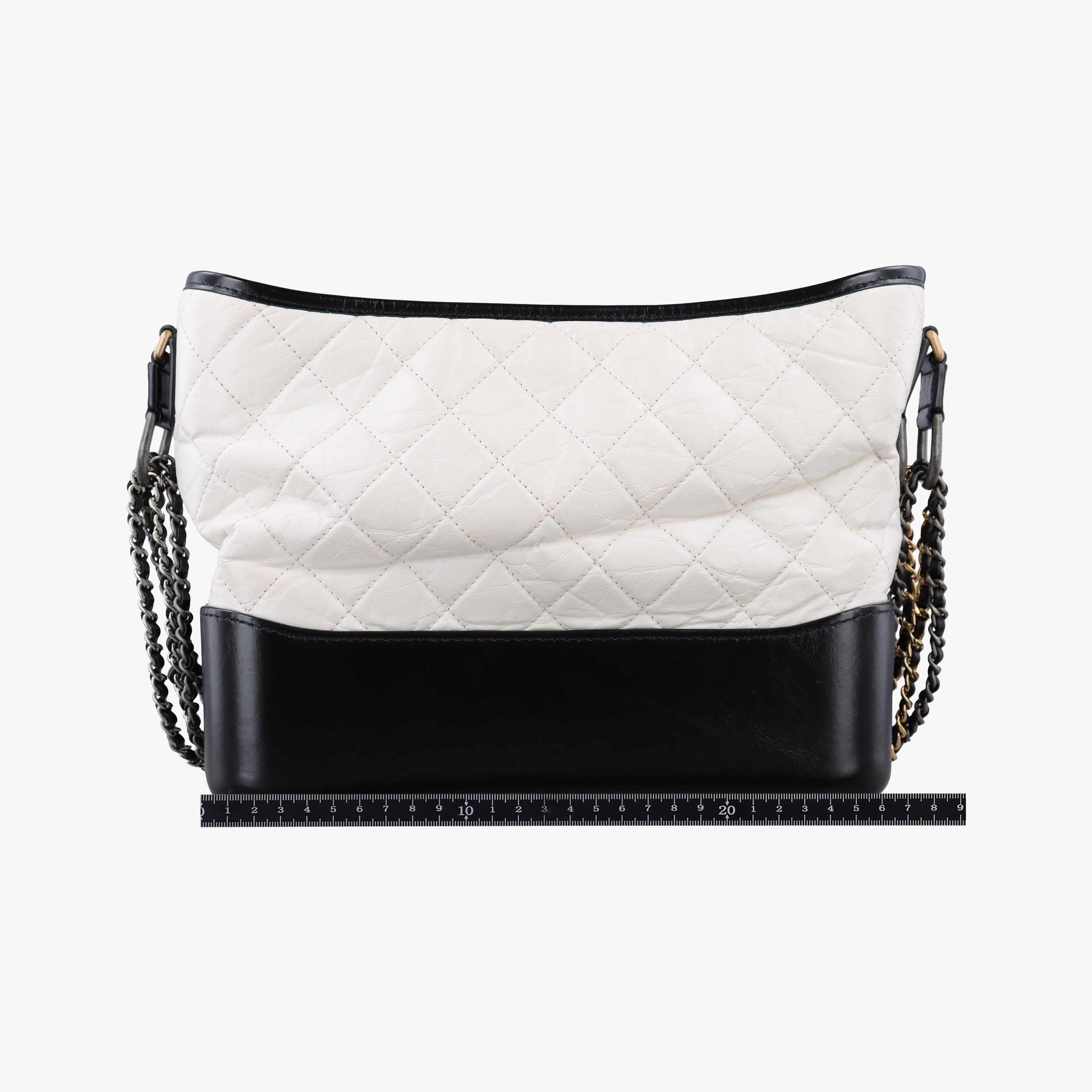 Pre-owned Chanel GABRIELLE Black×white lambskin A93824 shoulderbag | stylenewstar