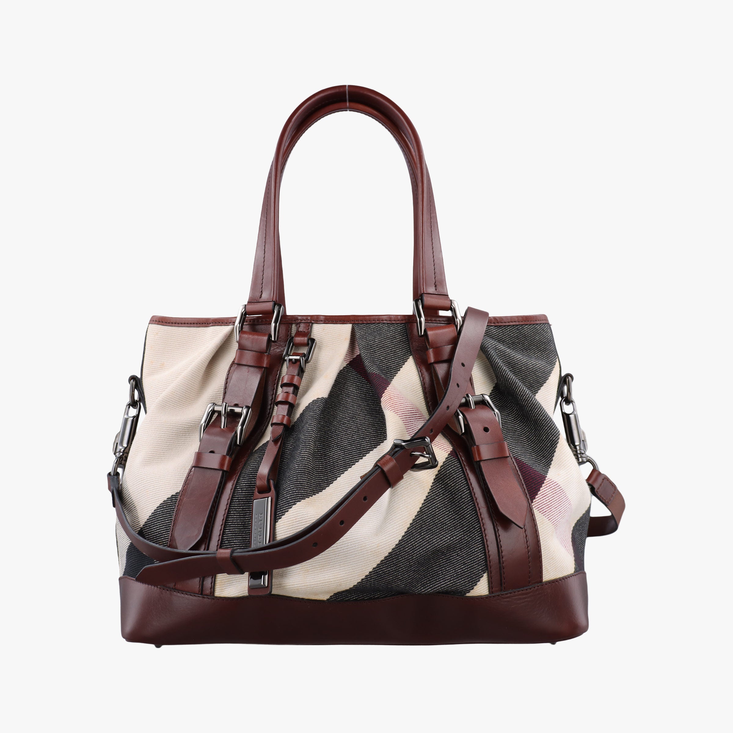 Secondhand Burberry Beat Check Brown × Beige × Black Canvas × Leather  shoulderbag | stylenewstar