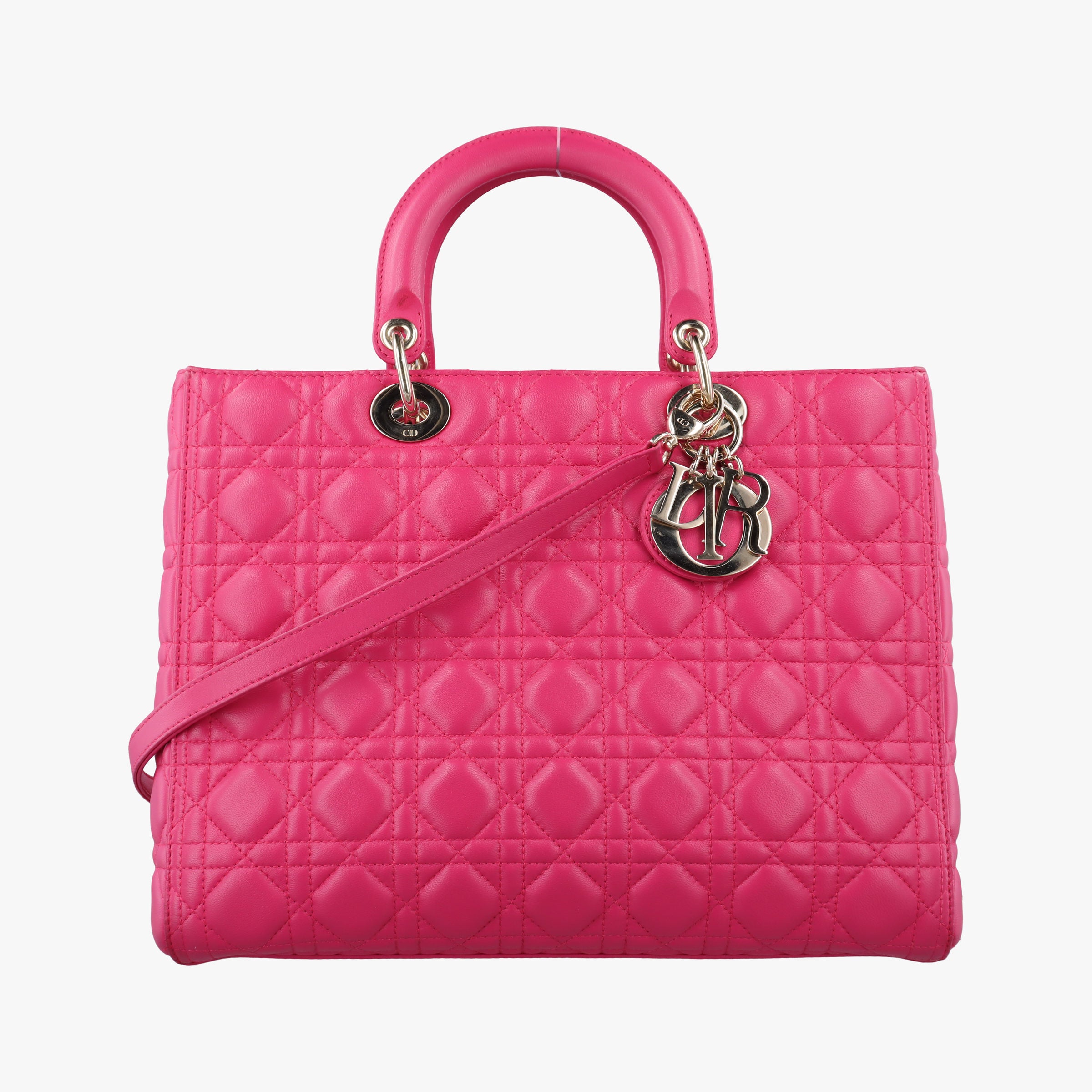 Pre-owned Christian Dior Lady Dior Rose lambskin  shoulderbag | stylenewstar