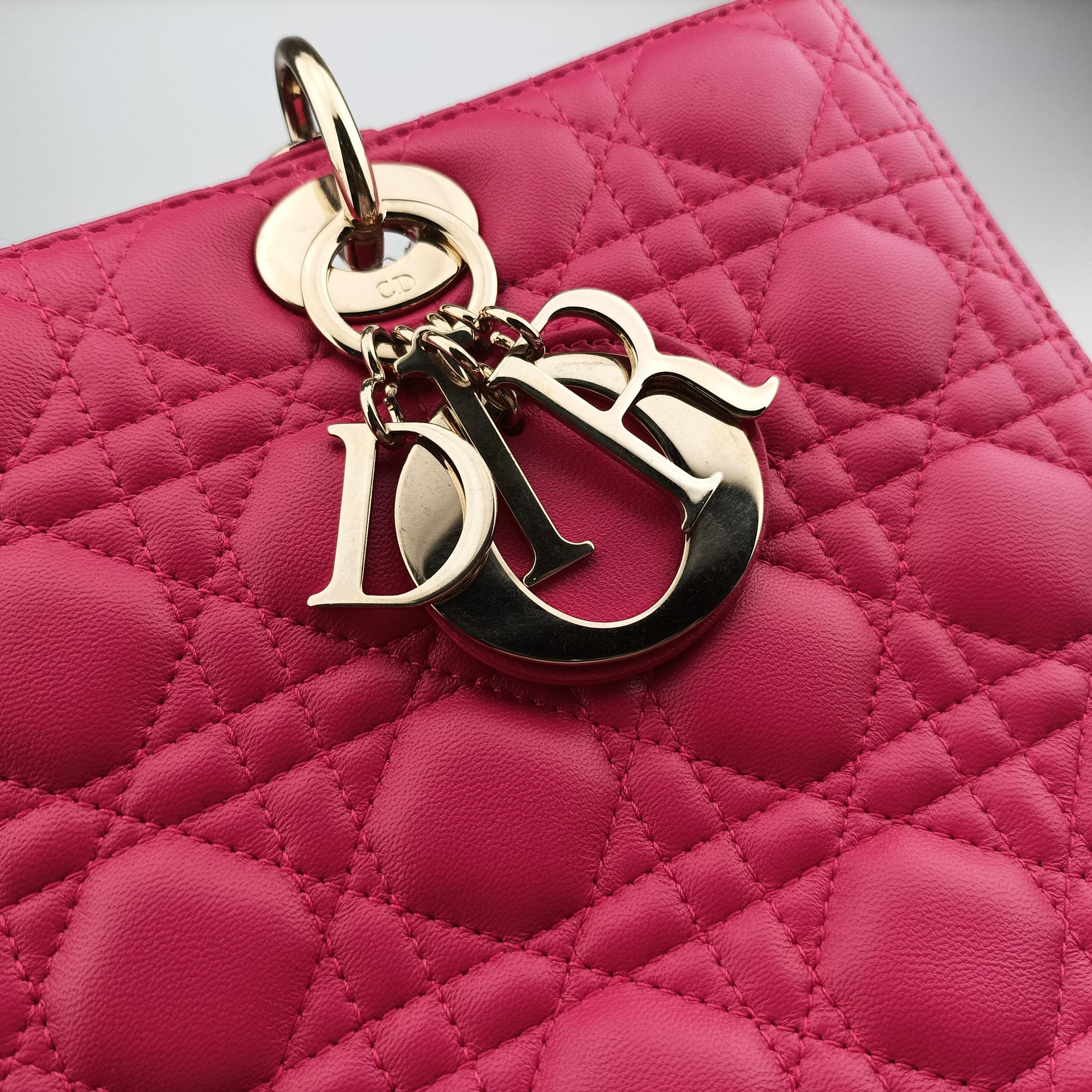 Pre-owned Christian Dior Lady Dior Rose lambskin  shoulderbag | stylenewstar