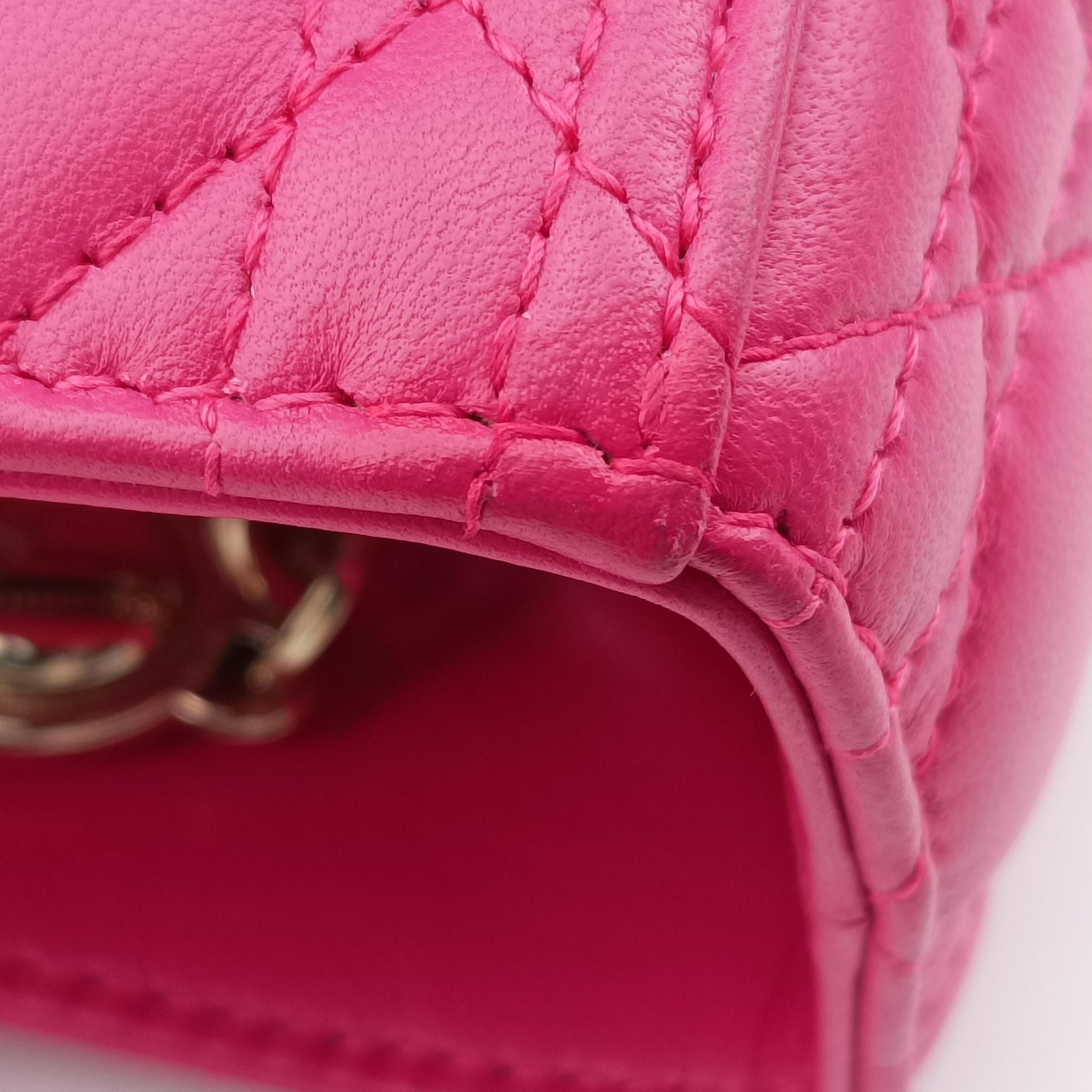 Pre-owned Christian Dior Lady Dior Rose lambskin  shoulderbag | stylenewstar
