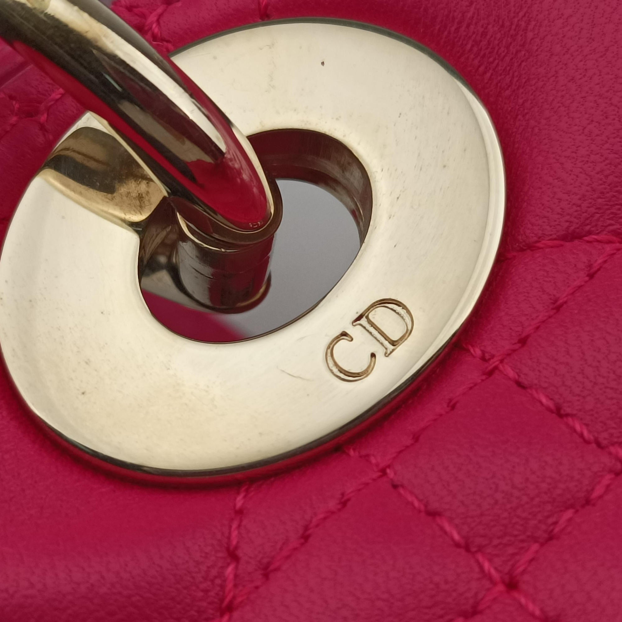 Pre-owned Christian Dior Lady Dior Rose lambskin  shoulderbag | stylenewstar