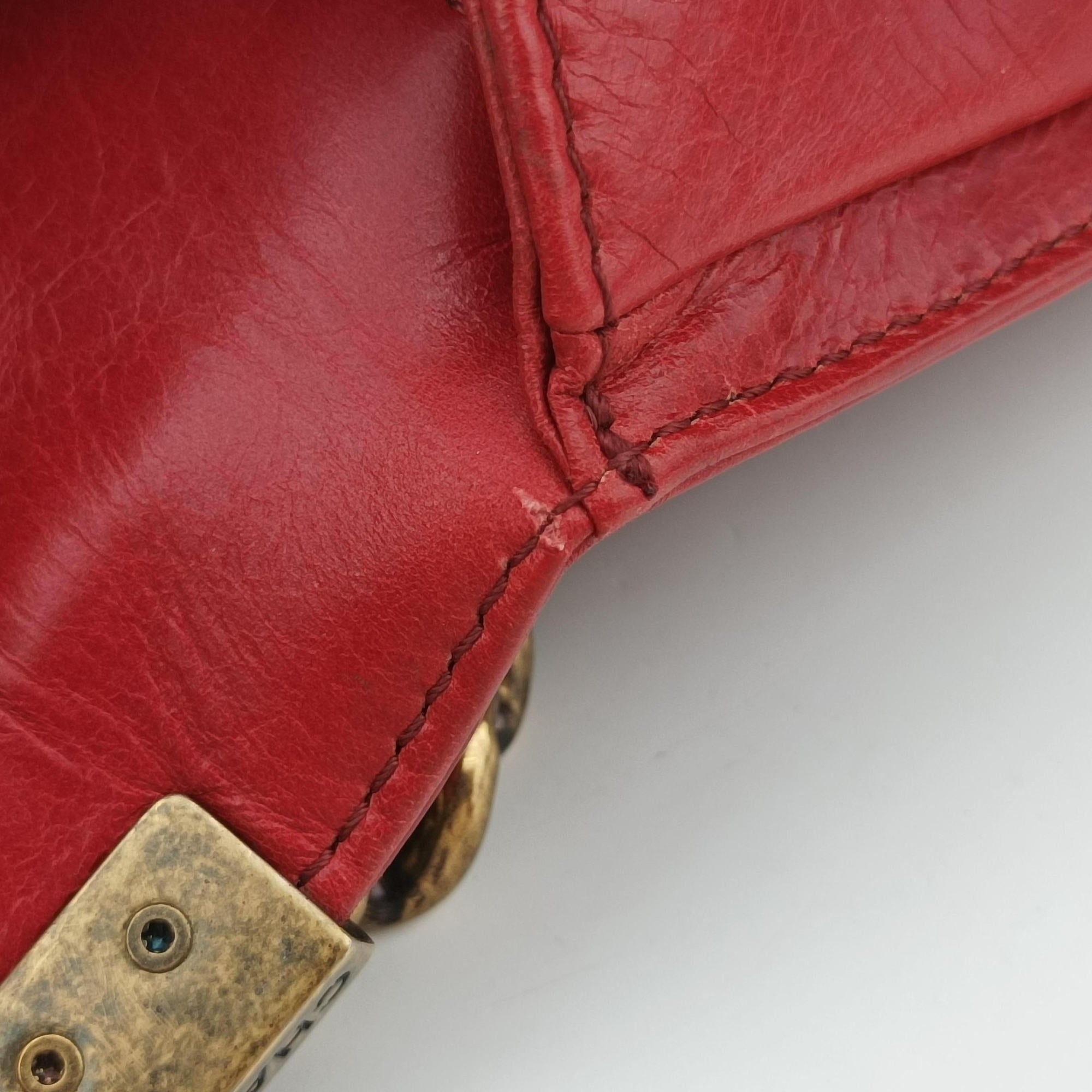 Pre-owned Chanel BOY CHANEL Red lambskin A67087 shoulderbag | stylenewstar
