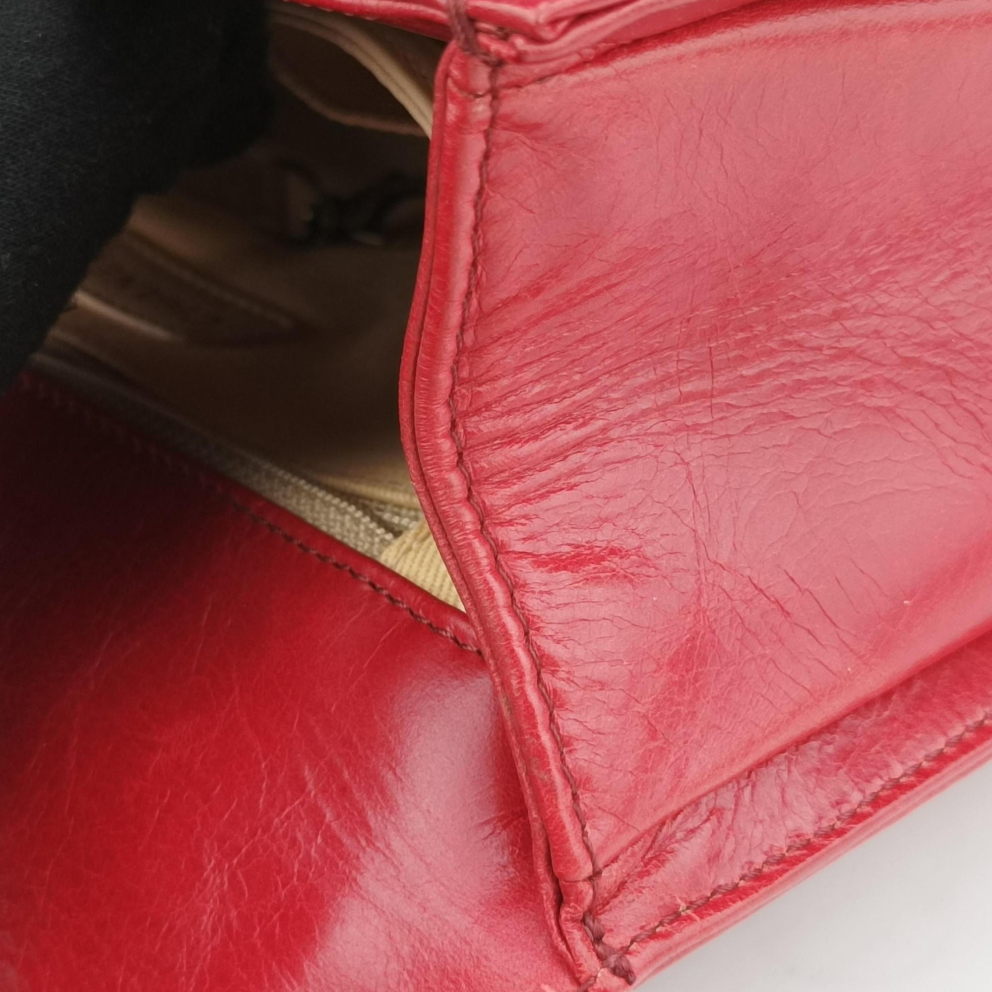 Pre-owned Chanel BOY CHANEL Red lambskin A67087 shoulderbag | stylenewstar