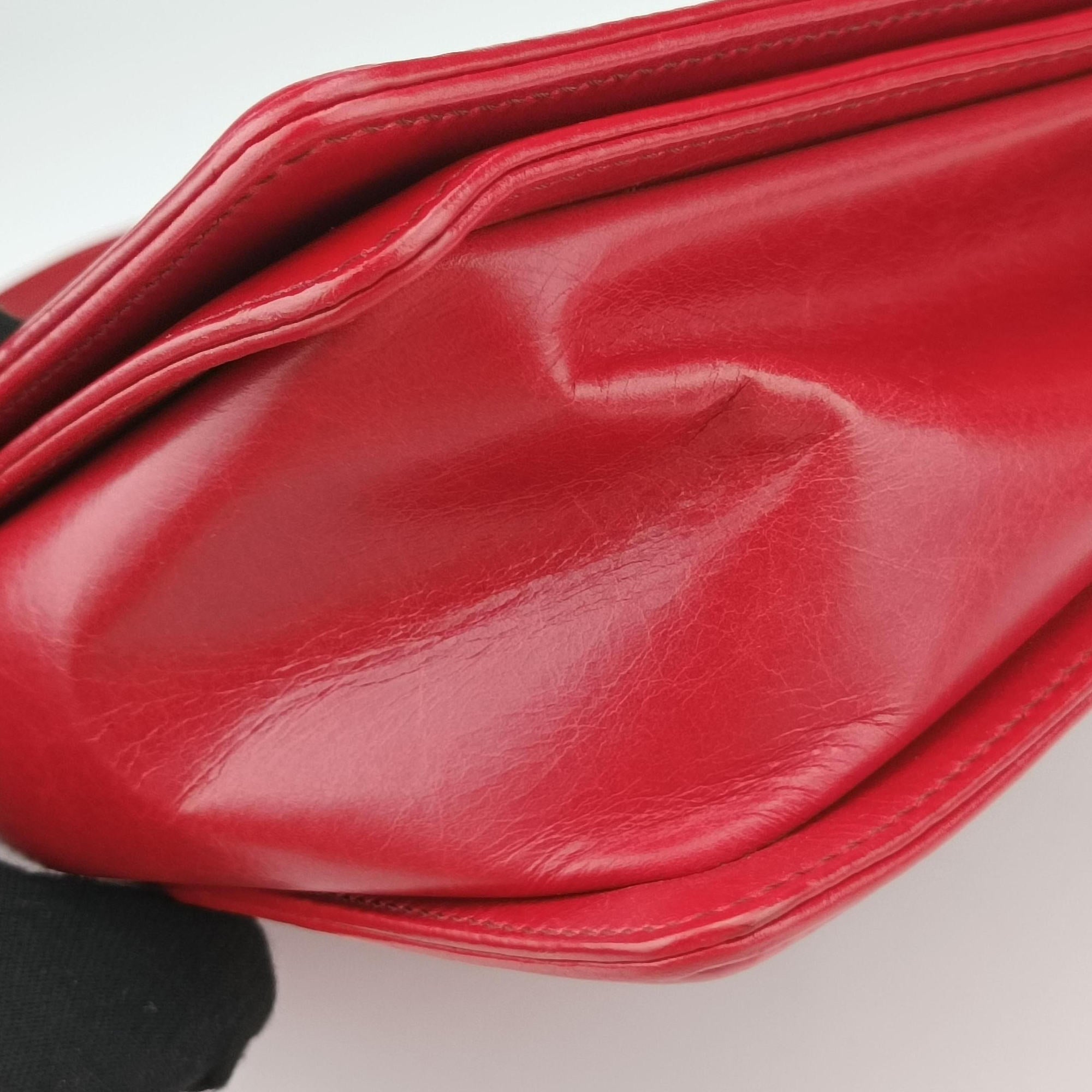 Pre-owned Chanel BOY CHANEL Red lambskin A67087 shoulderbag | stylenewstar