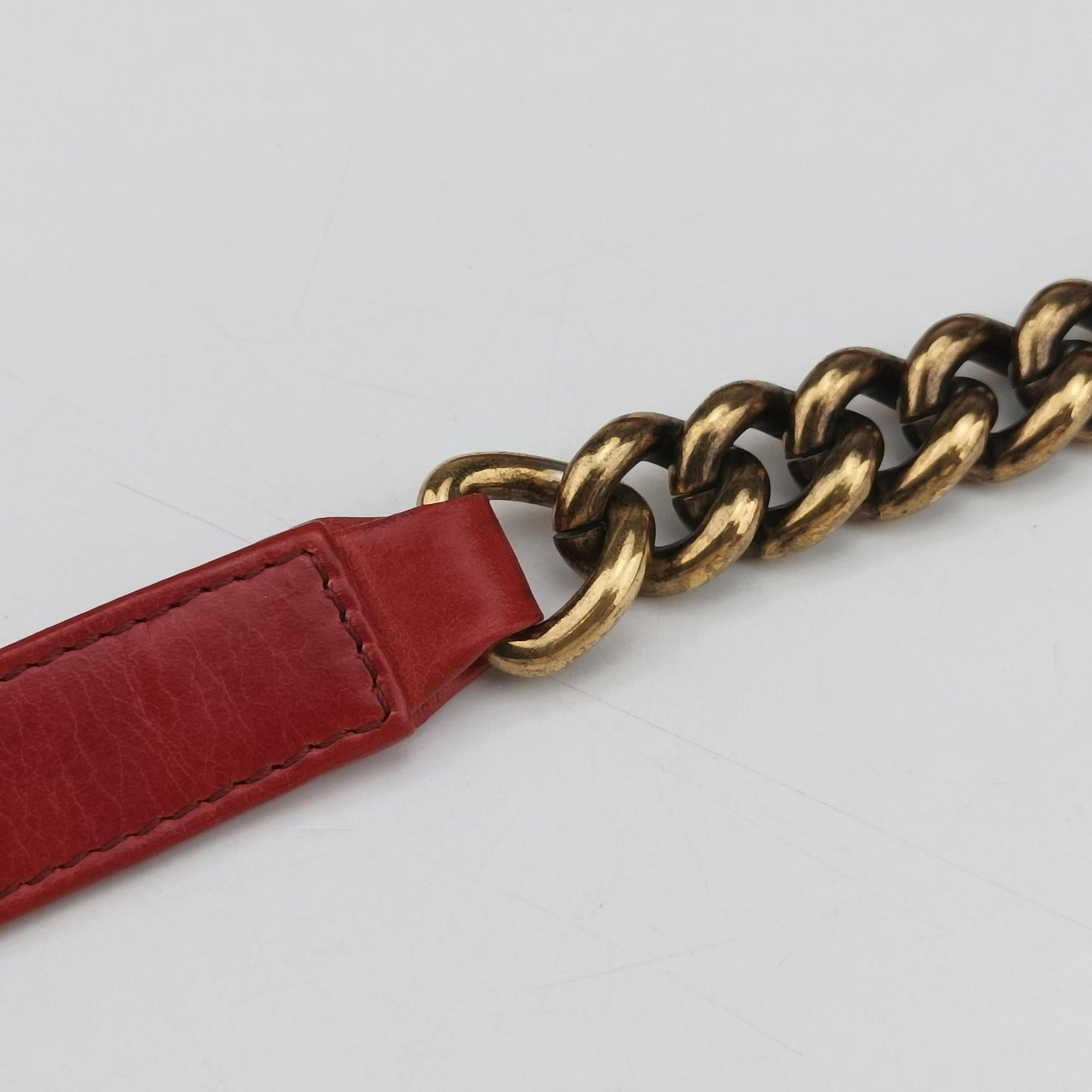 Pre-owned Chanel BOY CHANEL Red lambskin A67087 shoulderbag | stylenewstar