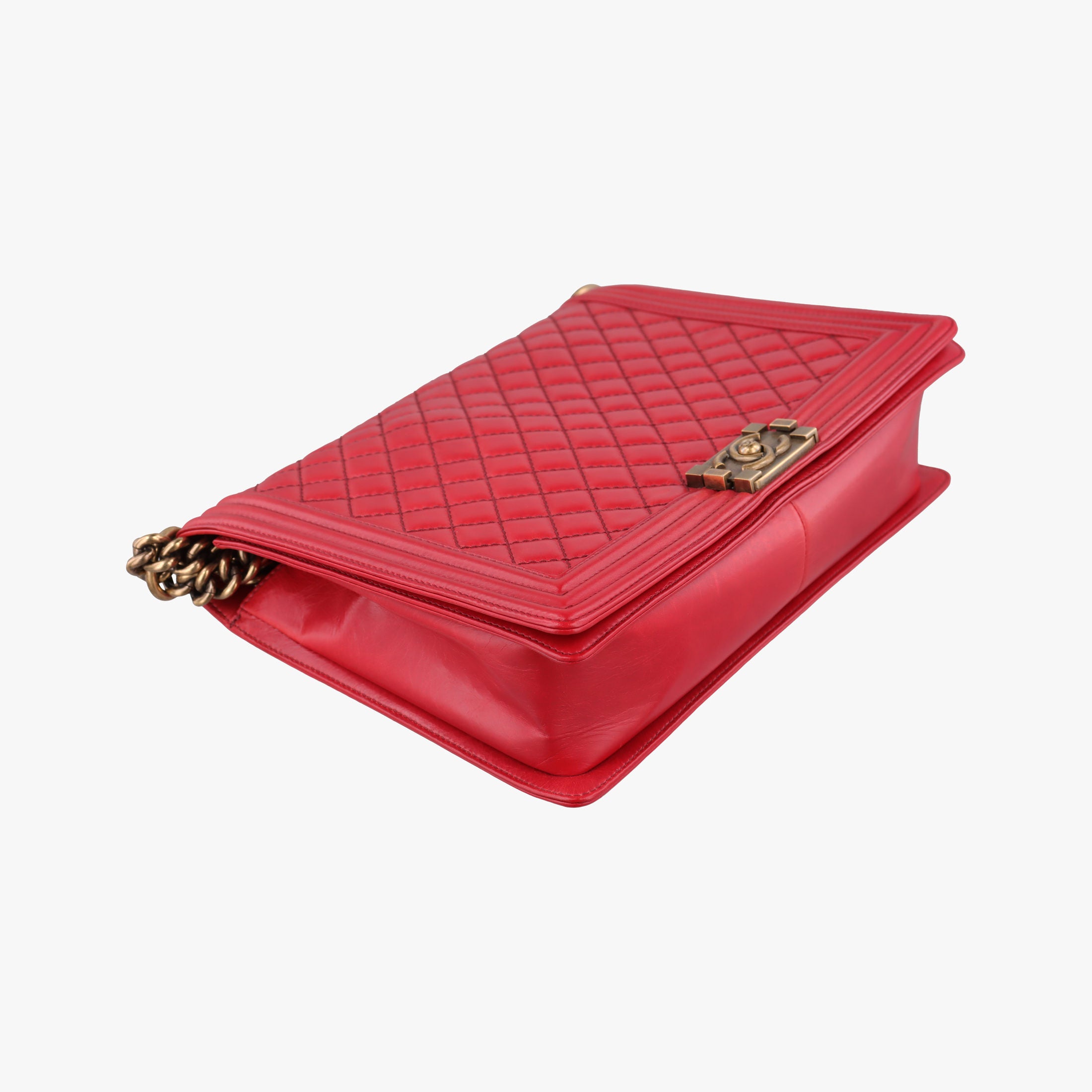 Pre-owned Chanel BOY CHANEL Red lambskin A67087 shoulderbag | stylenewstar