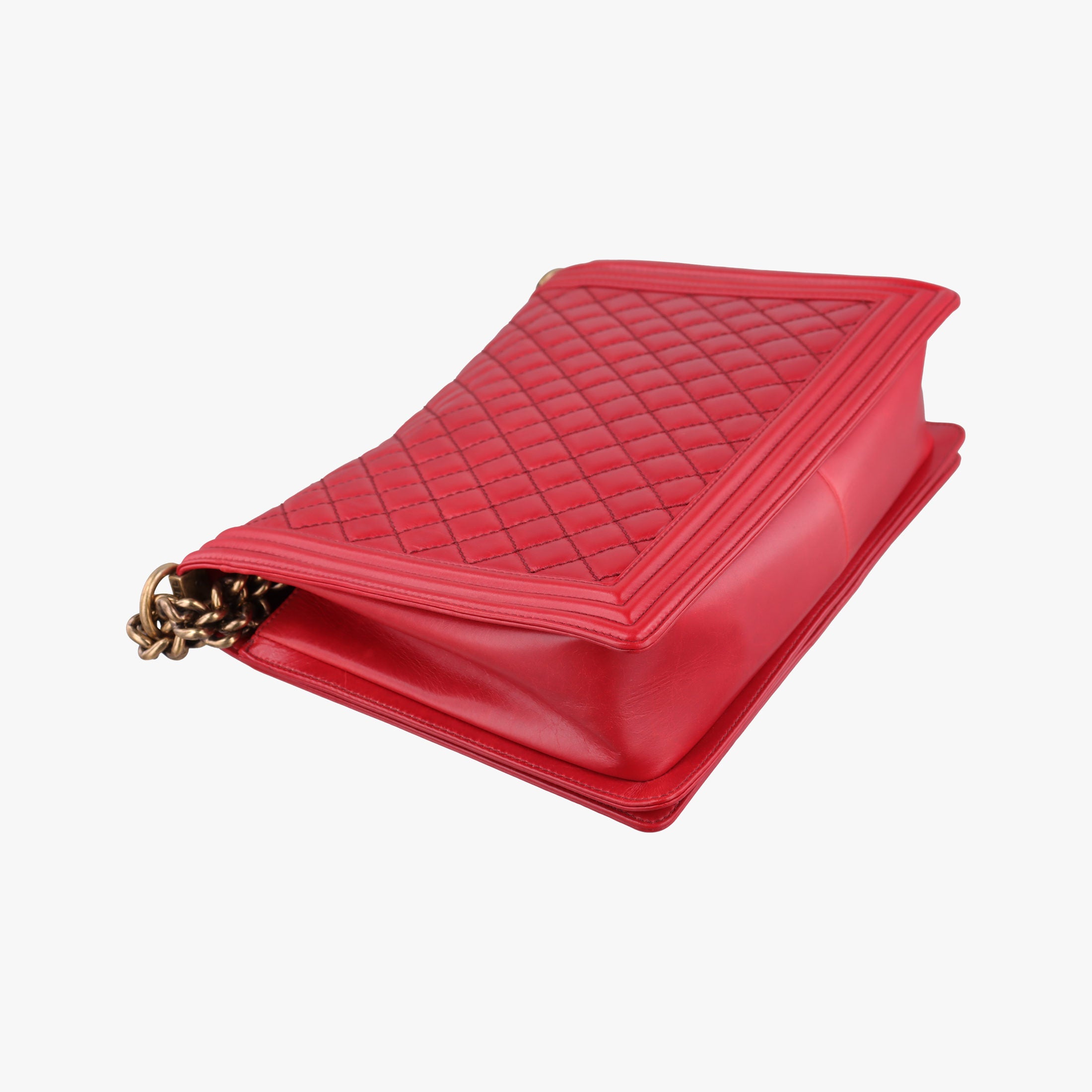 Pre-owned Chanel BOY CHANEL Red lambskin A67087 shoulderbag | stylenewstar