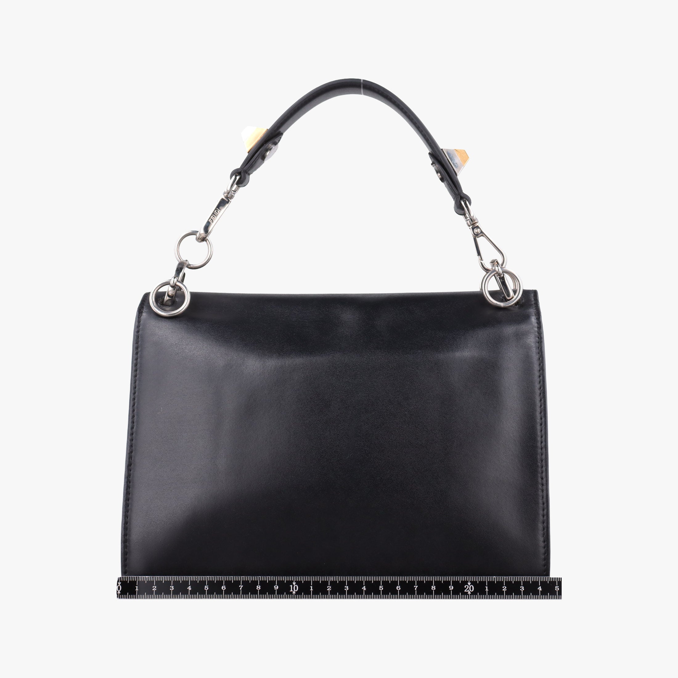 Pre-owned Fendi Monster Kan I Black Leather 8BT203 shoulderbag | stylenewstar
