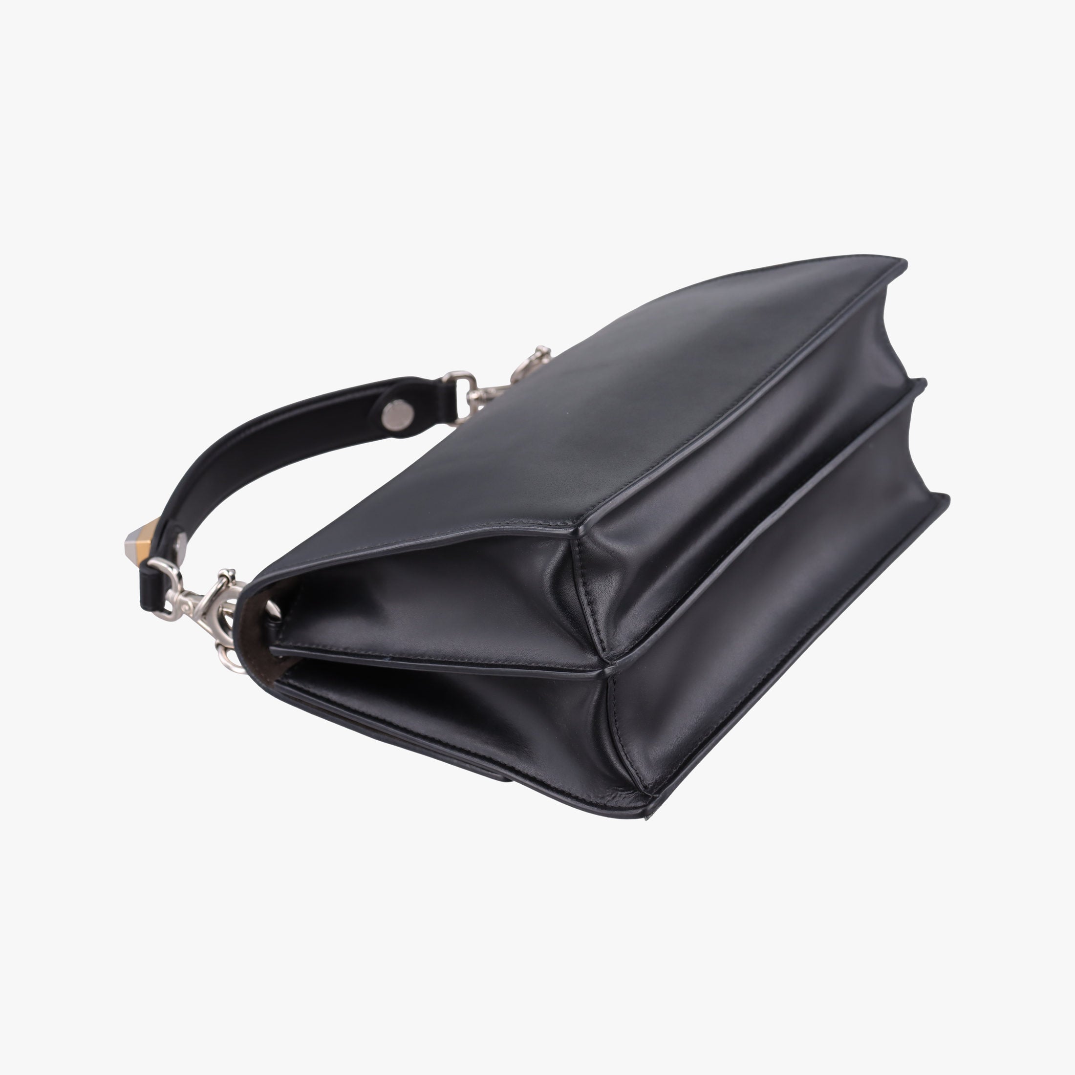 Pre-owned Fendi Monster Kan I Black Leather 8BT203 shoulderbag | stylenewstar