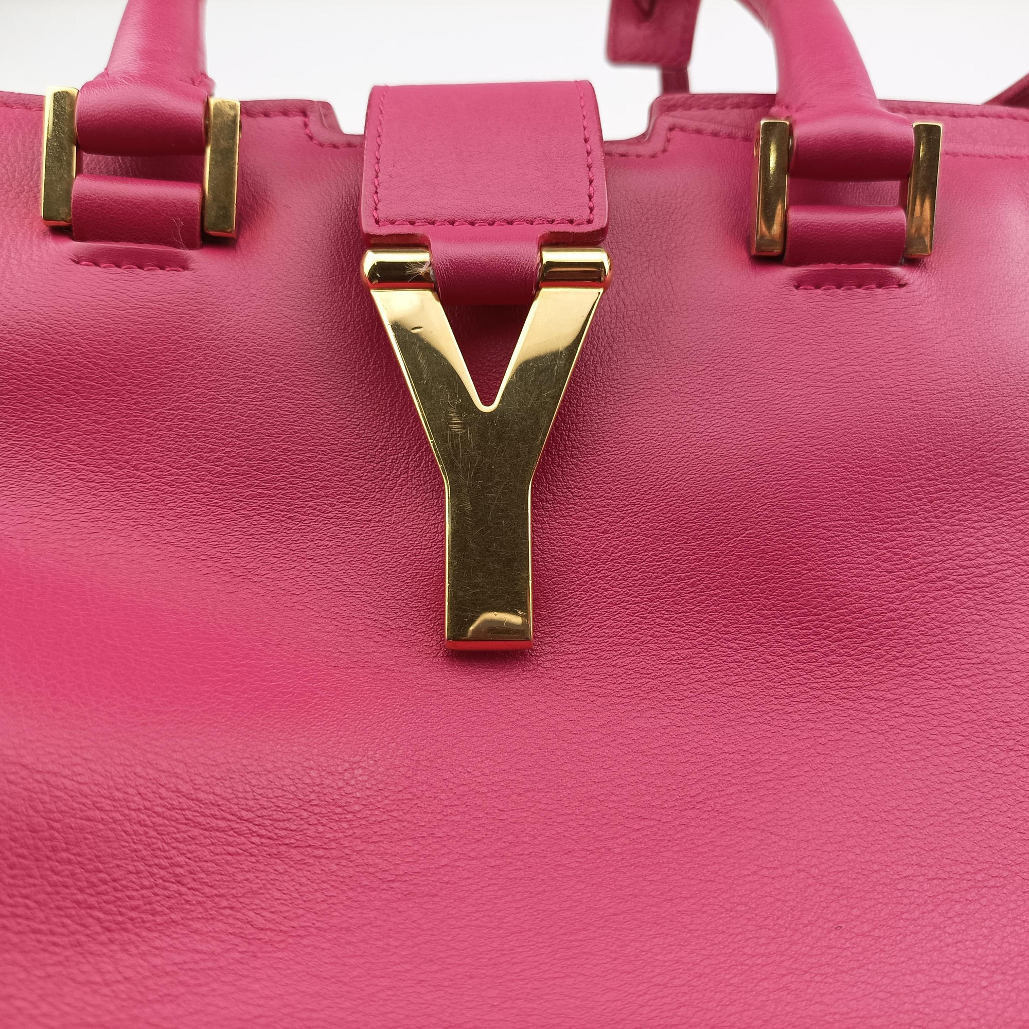 Pre-owned Yves Saint Laurent Y Ligne Petit Cabas Rose Leather 311210 shoulderbag | stylenewstar