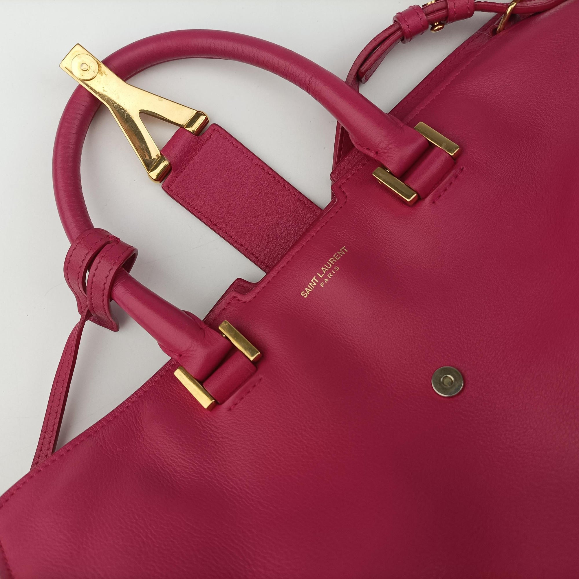 Pre-owned Yves Saint Laurent Y Ligne Petit Cabas Rose Leather 311210 shoulderbag | stylenewstar