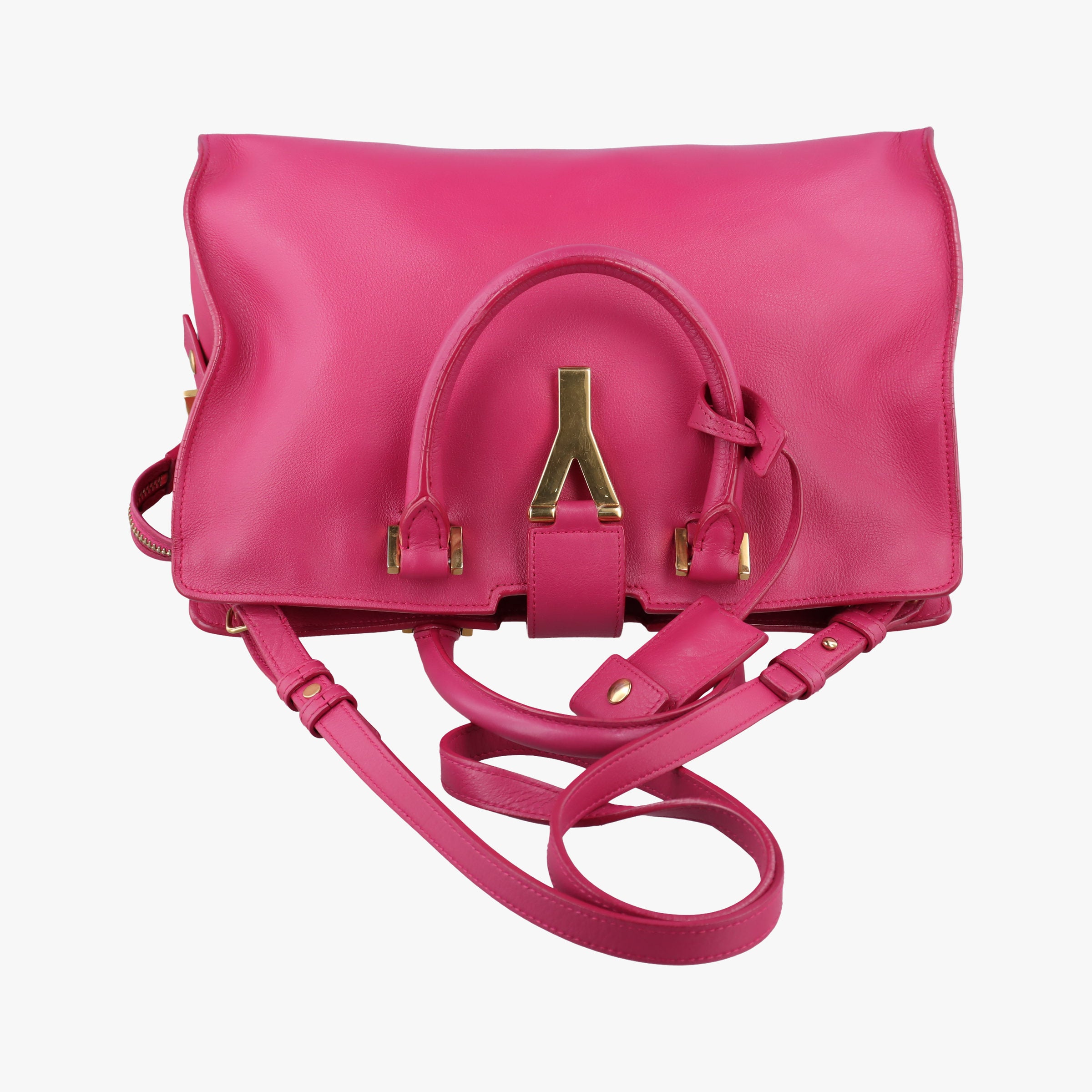 Pre-owned Yves Saint Laurent Y Ligne Petit Cabas Rose Leather 311210 shoulderbag | stylenewstar