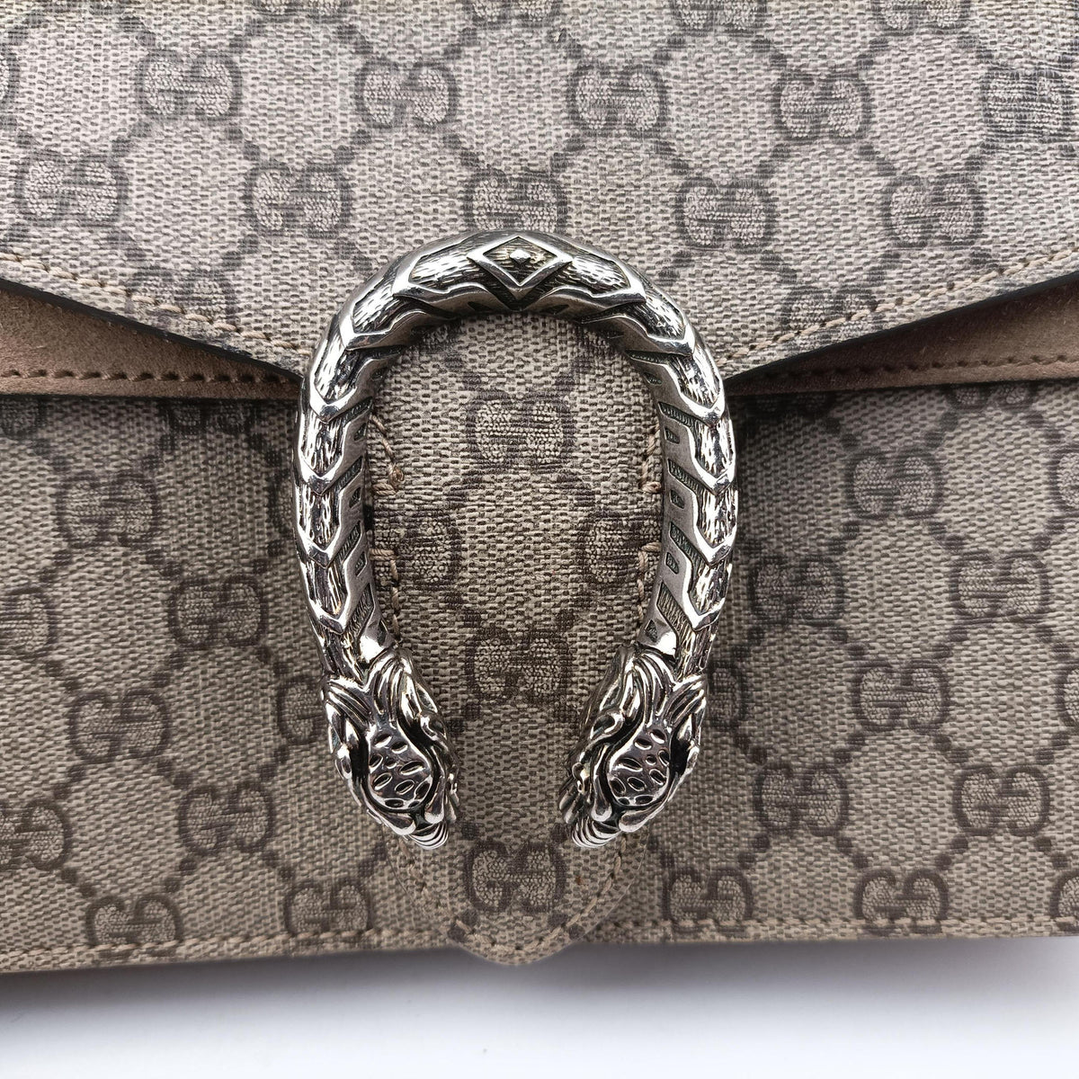 Pre-owned Gucci Dionysus Beige×Brown PVC coated canvas × suede 400249 shoulderbag | stylenewstar