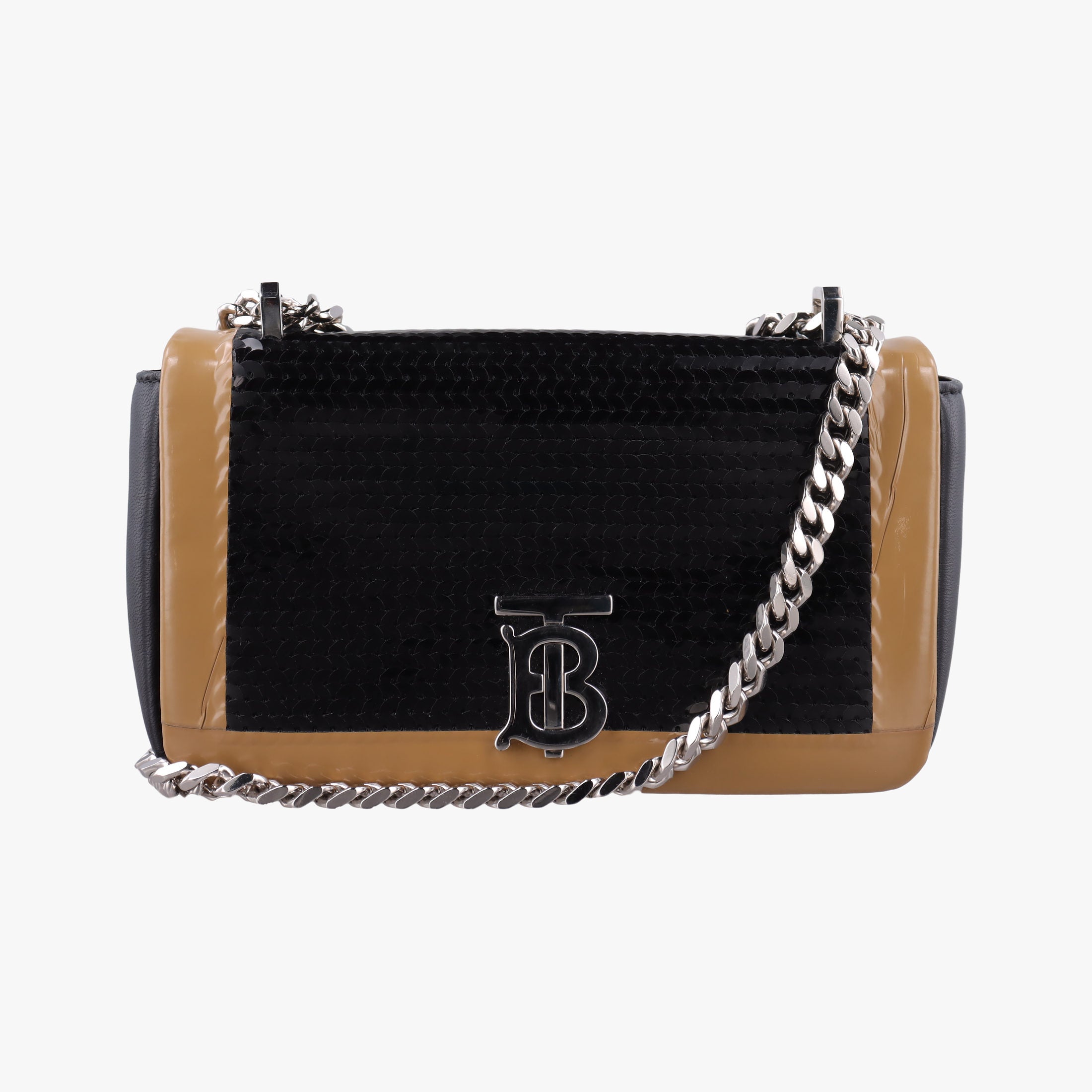 Secondhand Burberry TB structured Black × Brown Leather × Sequins  shoulderbag | stylenewstar